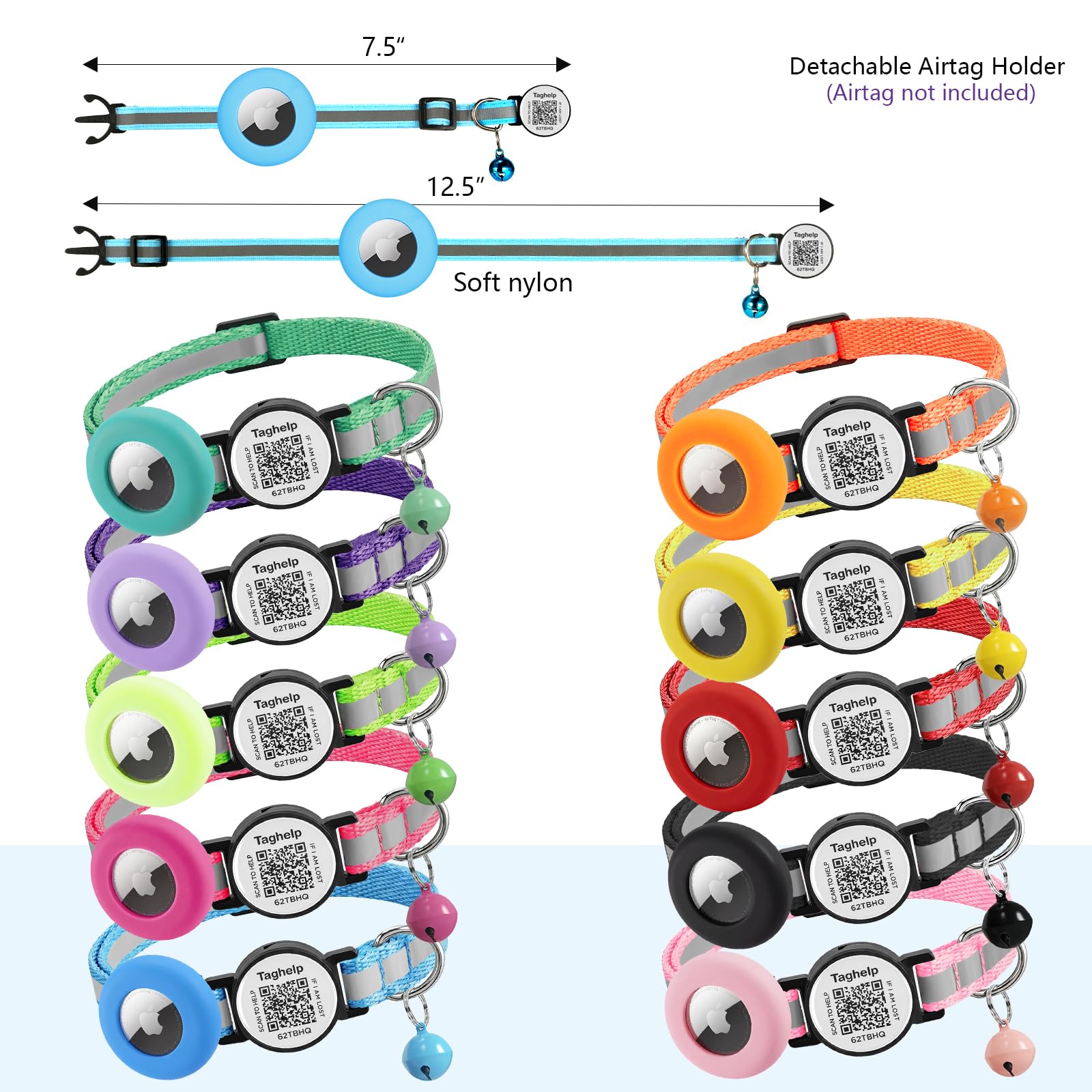 Collar Reflectante AirTag para Gato, Collar de Gato Integrado para Apple, Collar de Gato con Soporte para AirTag y Campana, Collares de Gato para niñas, niños, Gatos, Gatitos y Cachorros (Negro