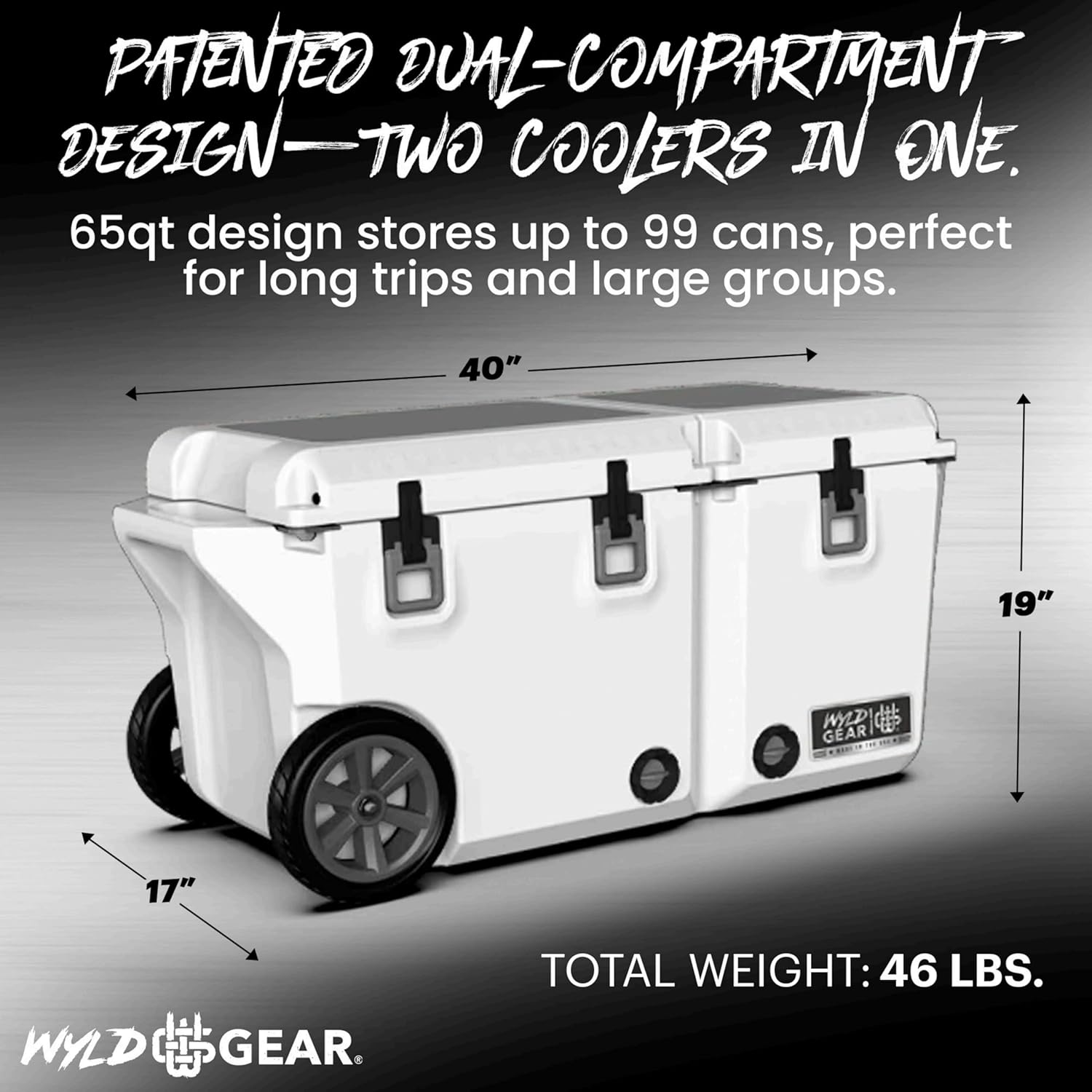 Wyld Gear 65qt Freedom Series Roto-Molded Cooler - Ice Chest - Heavy-Duty, High-Performance Ice Retention, Portable for Outdoor Adventures, Tailgating, and Camping