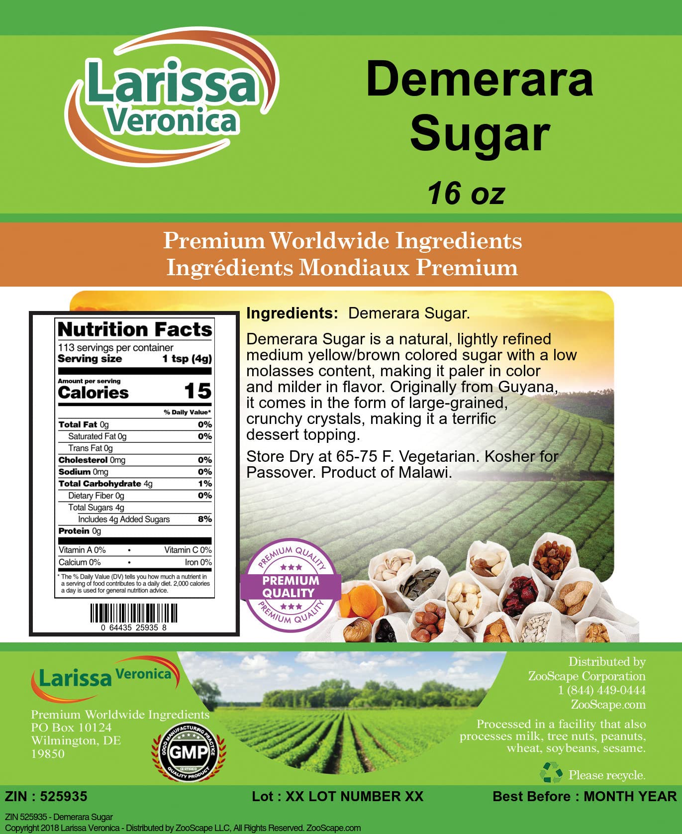Amazon.com : Demerara Sugar (16 oz, ZIN: 525935) : Grocery