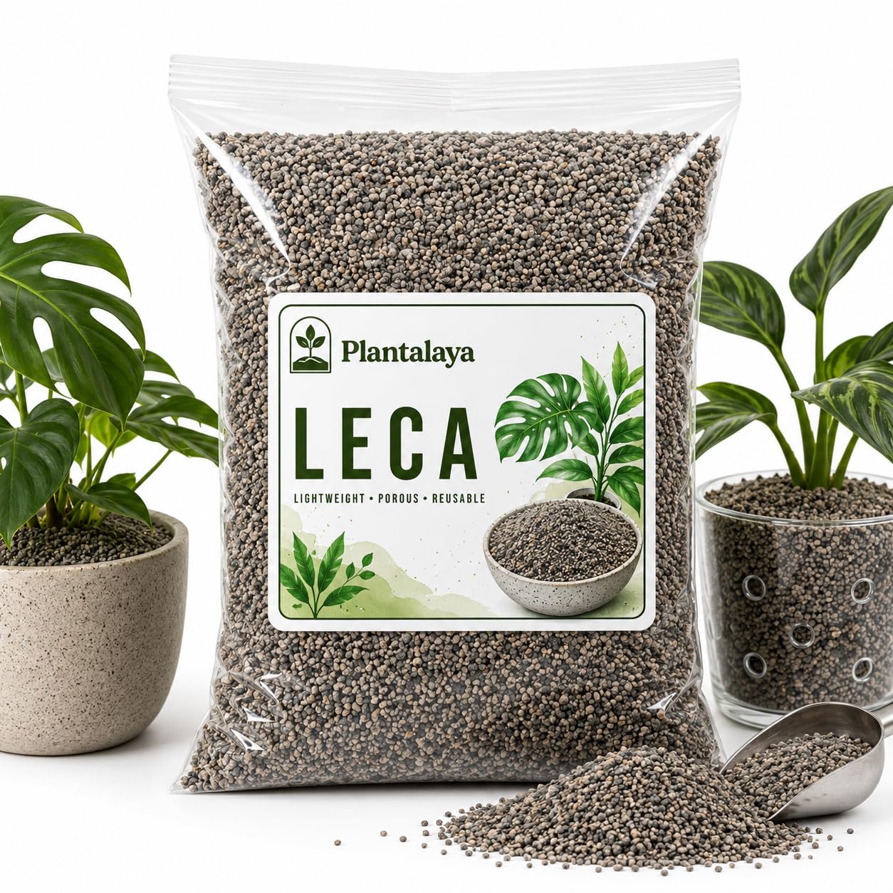 Plantalaya LECA Clay Pebbles – Lightweight Expanded Clay Aggregate – Hydroponic Growing Medium & Plant Substrate – Drainage, Aeration & Root Support for Houseplants, Orchids & Indoor Plants