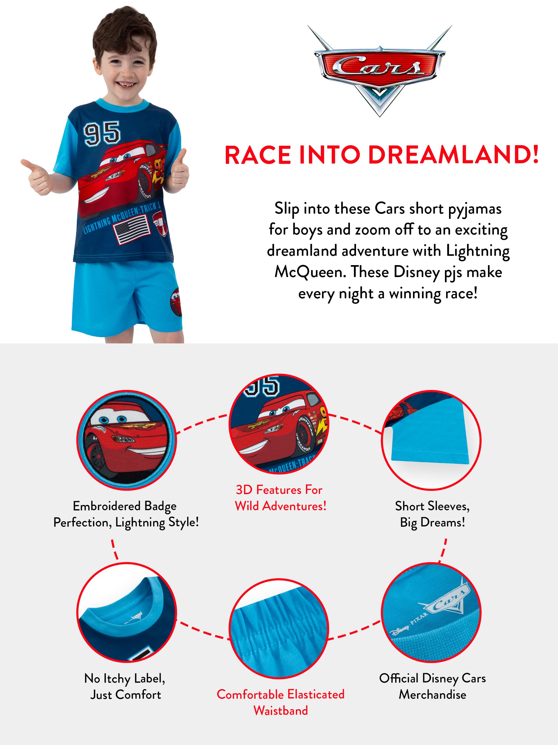 Disney Cars Pyjama Garcon, Vetement Enfant Ete, Pyjama Enfant Garcon Lightning McQueen