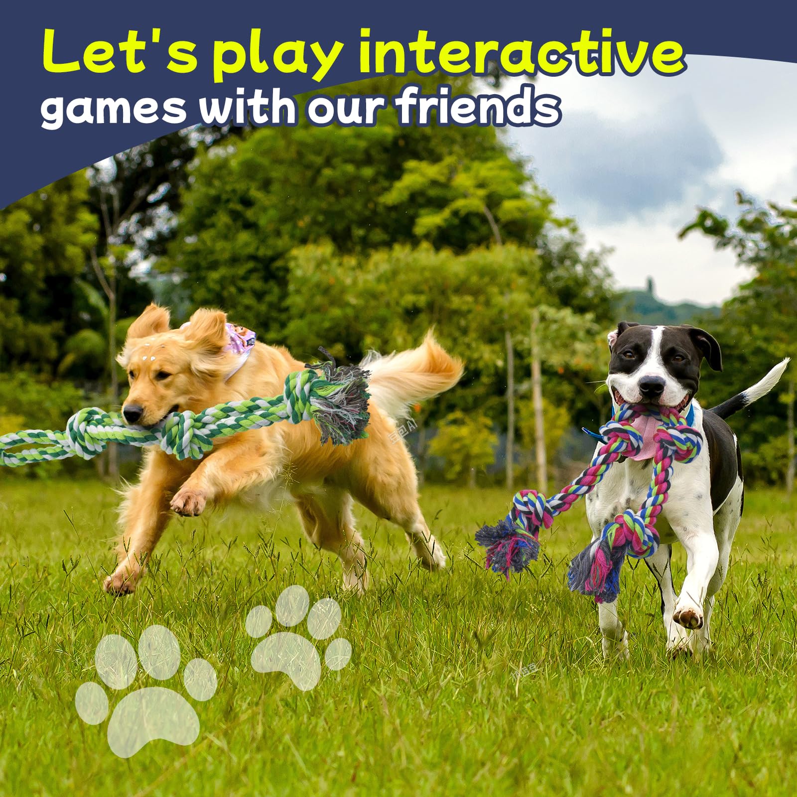 Schweres Hundespielzeug für große und mittelgroße aggressive Kauer, unzerstörbares Tauziehspielzeug für mittelgroße bis große Rassen, 100 % Baumwolle, Zahnreinigung, Kauseil, Hundespielzeug gegen