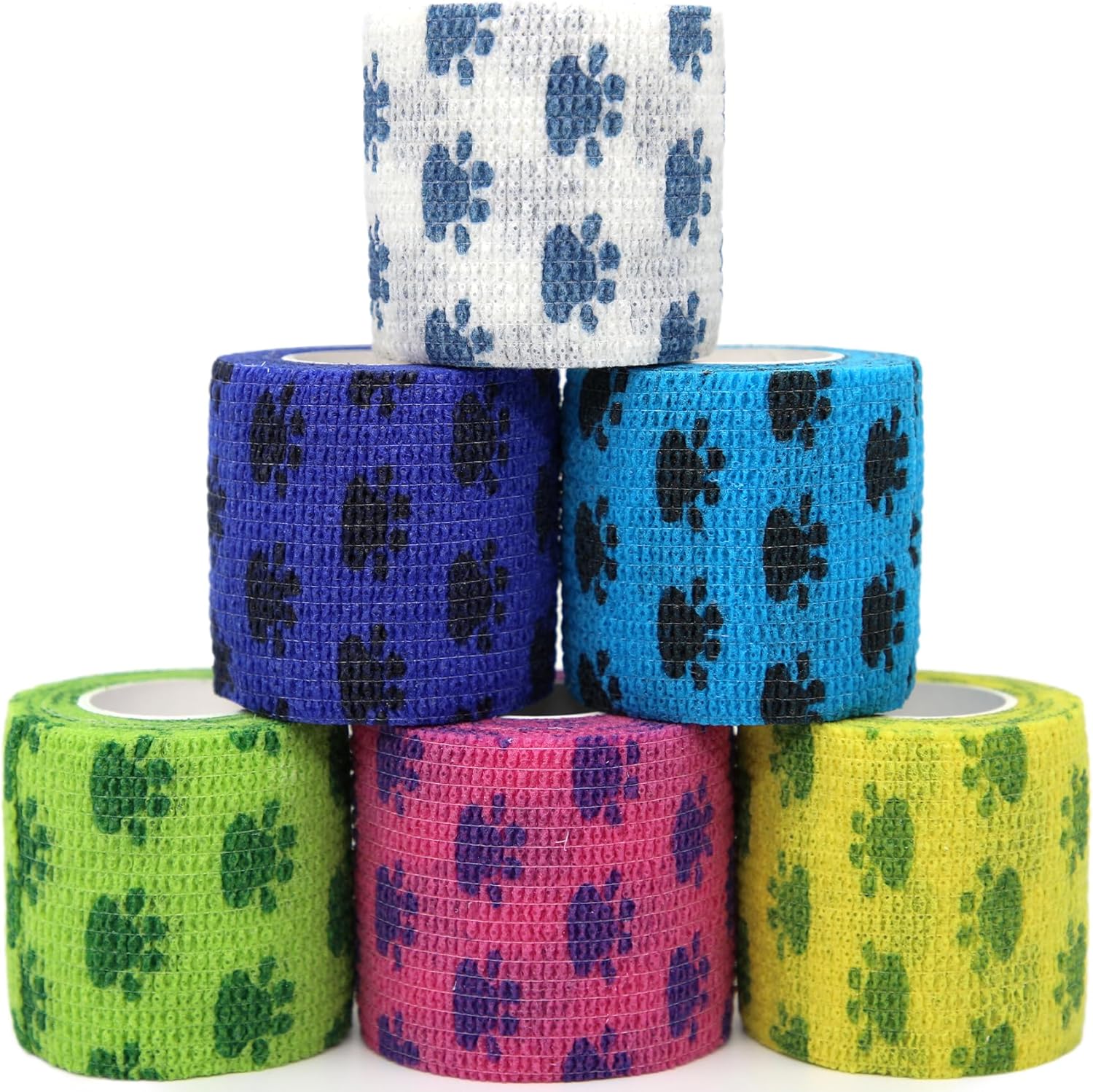 Self Adhesive Bandage Wrap Animal Cohesive Bandage Self Adherent Wrap First Aid Tape for Dogs Cats Horses Birds & Wrist Healing Ankle Sprain (2 Inch Gourd Prints 6 Rolls)