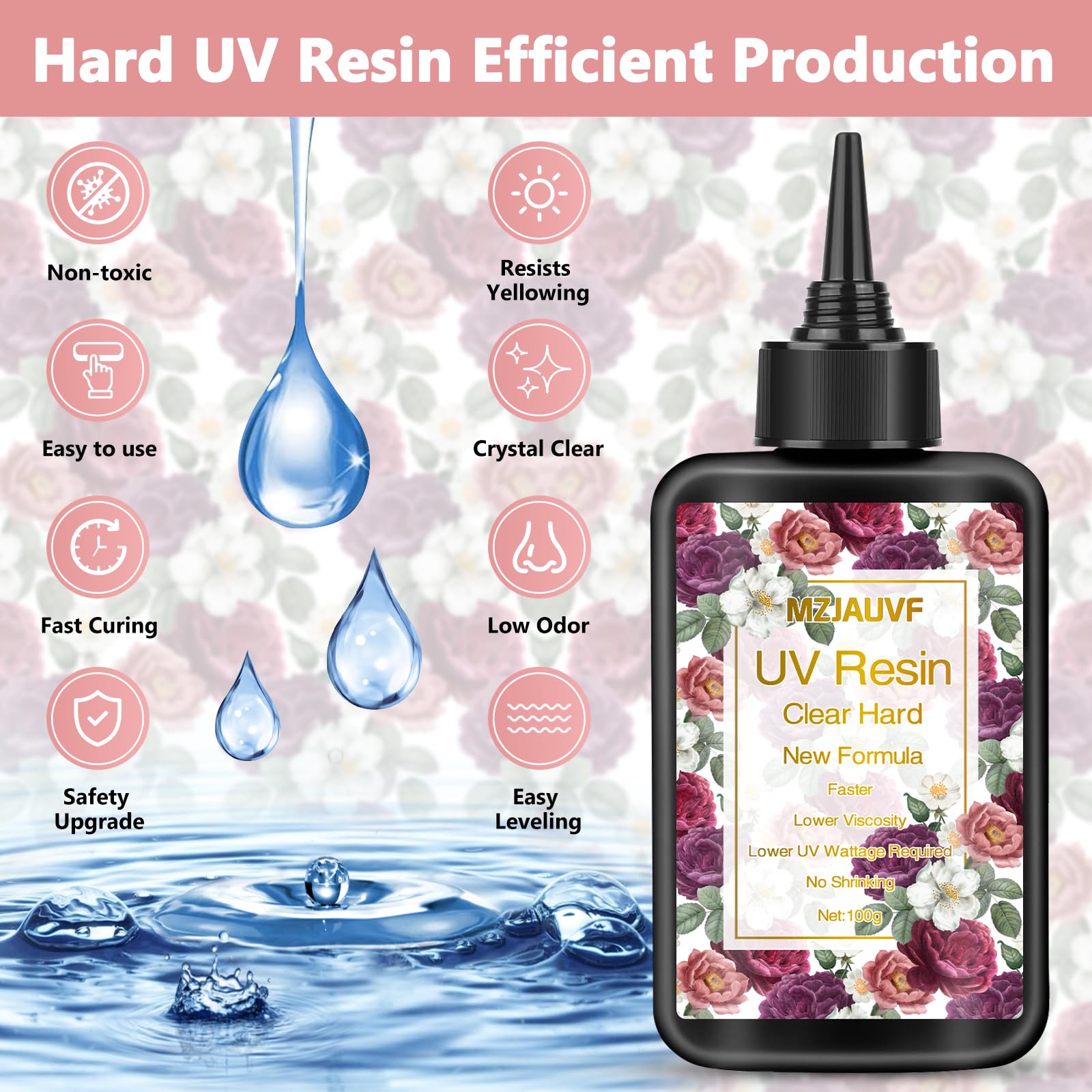 4PCS UV Harz, 400g UV Harz Klar, UV Resin Hart, Verbessertes Kristallklares Transparentes UV Epoxidharz, Schnelle Aushärtung, UV Resin Set für DIY Kunst, Schmuck, Handwerk