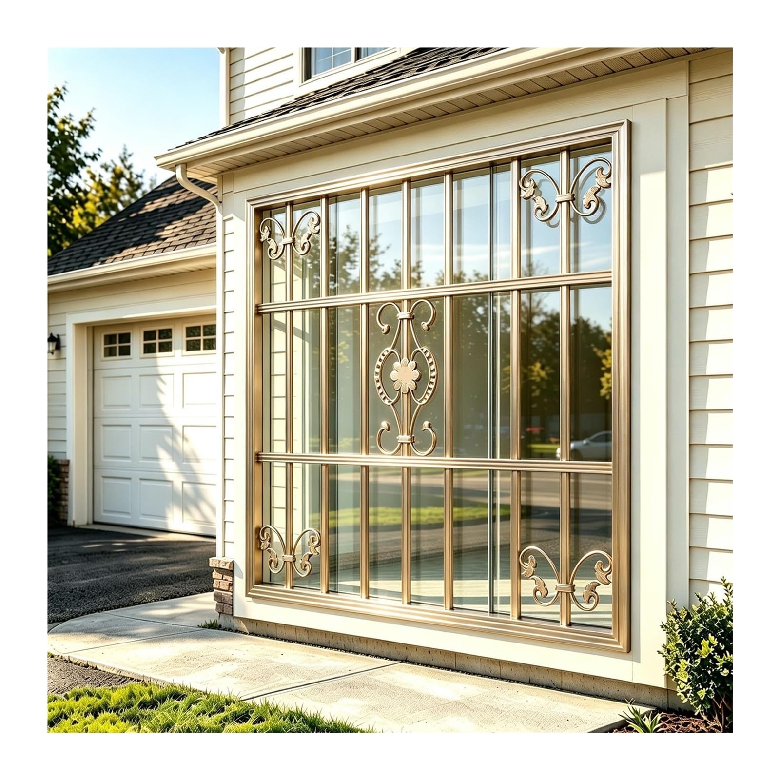 Tamaño a Medida Flora Reja de Seguridad para Ventanas | Rejilla de seguridad para ventanas de aleación de aluminio, antirrobo, para el hogar(L50xH90cm/20x36in)