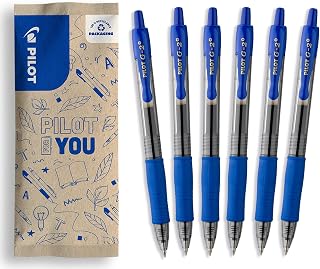 PILOT - 6er G2 Plus - Gelschreiber Druckmechanik - Blau - Mittlere Spitze