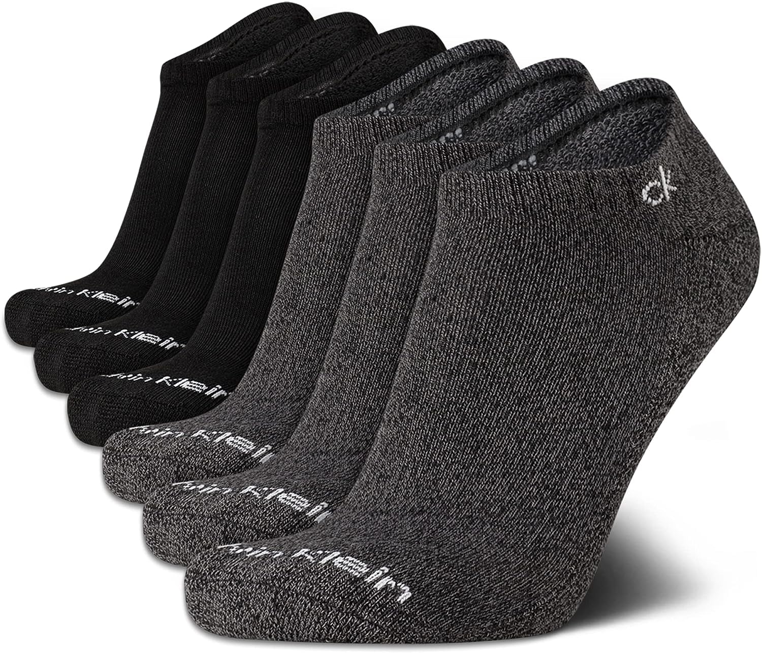 Calvin Klein Mens 6 Pack Soft Cushioned Athletic No Show Socks