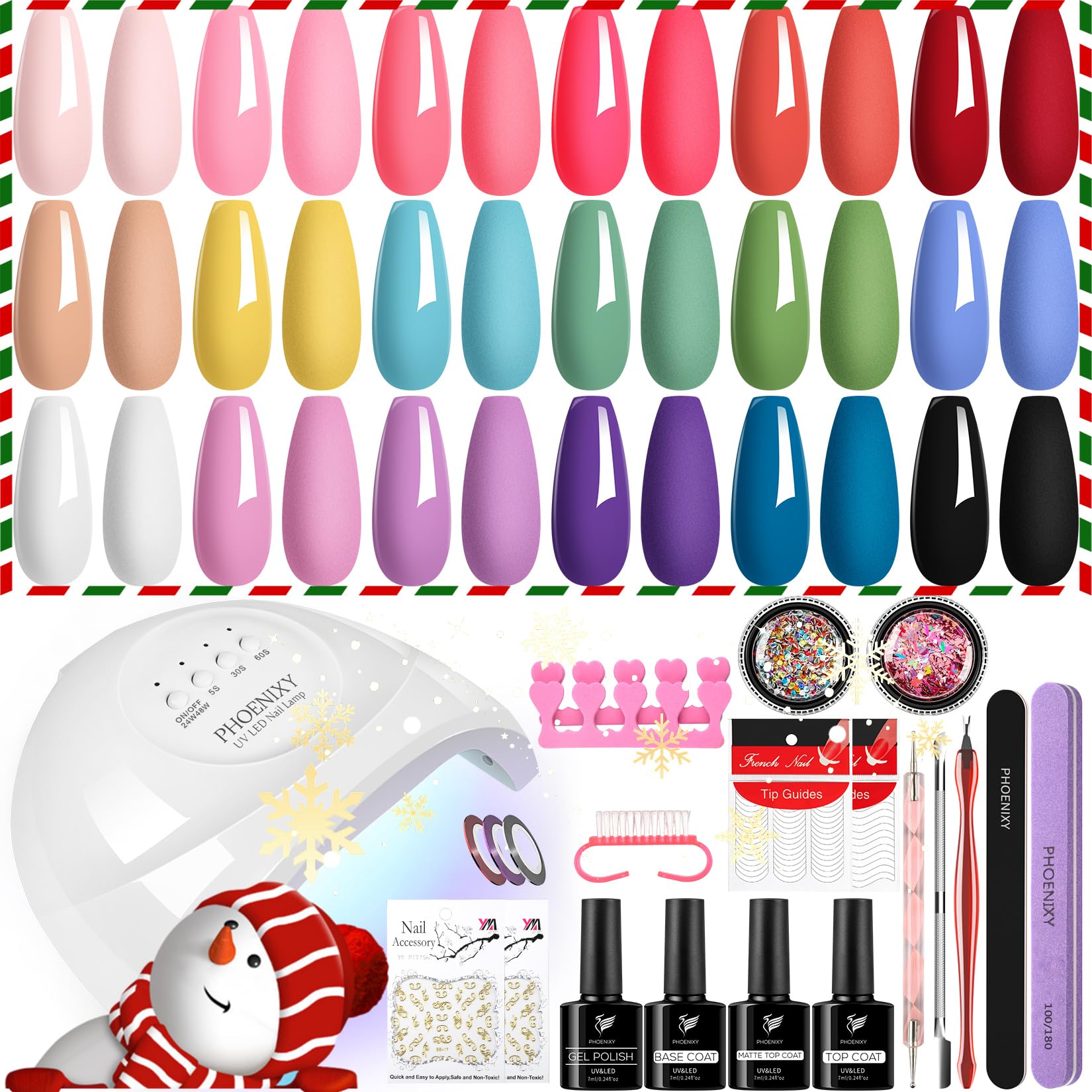 Uñas Semipermanentes Kit Completo, Phoenixy 18 Colores Kit Uñas Semipermanentes con 48W U V/LED Lámpara, Kit Manicura Semipermanente con Herramientas para Mujeres DIY Manicura en Casa
