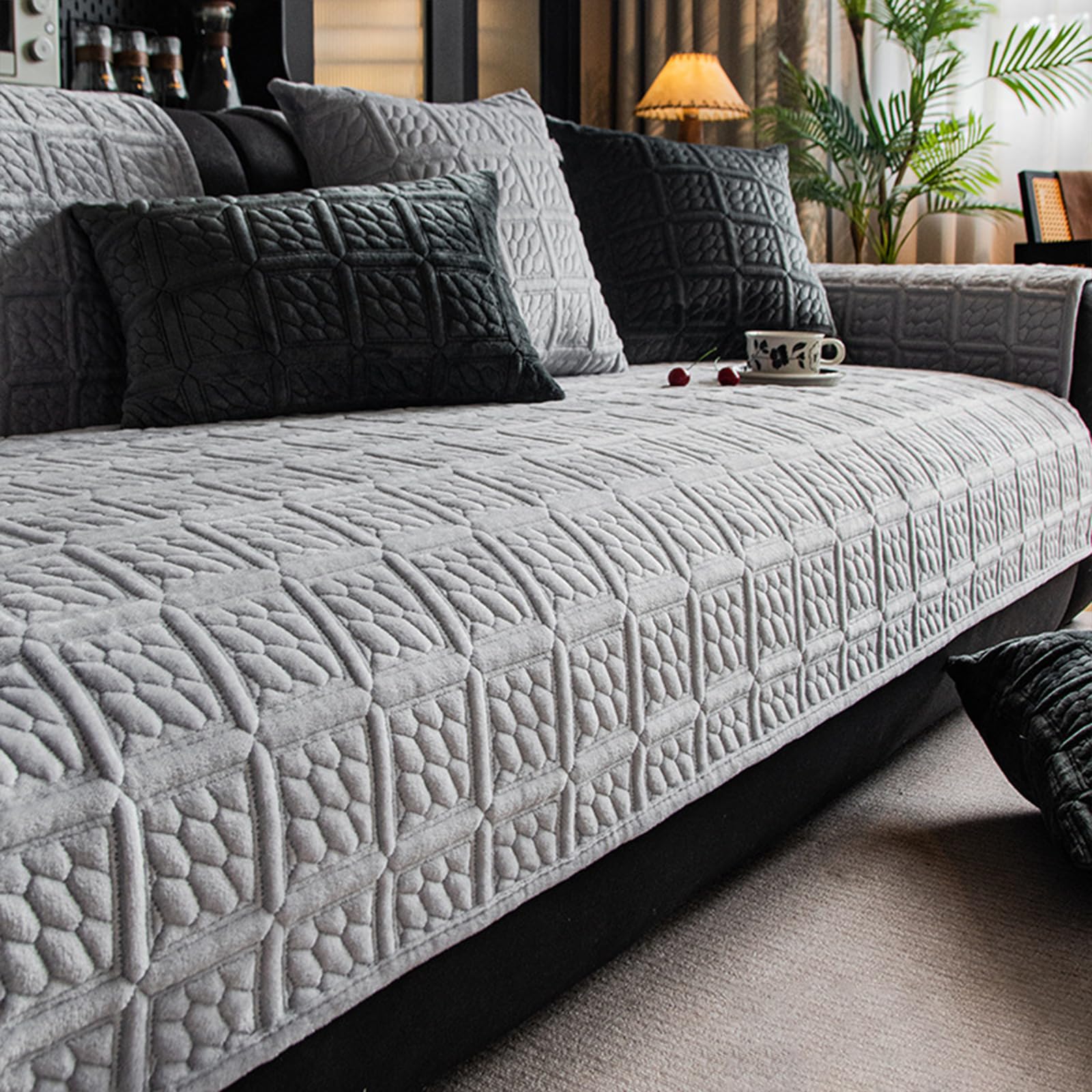 Housse canapé velours chaud pour cocooning hivernal en famille