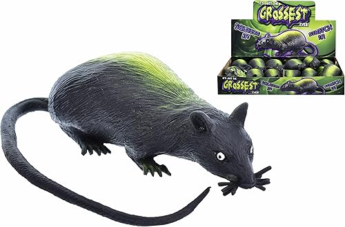 FANCYTHAT and SCIFI PLANET - Rata elástica de goma de 5.1 in con cola larga, Halloween, juguetes novedosos
