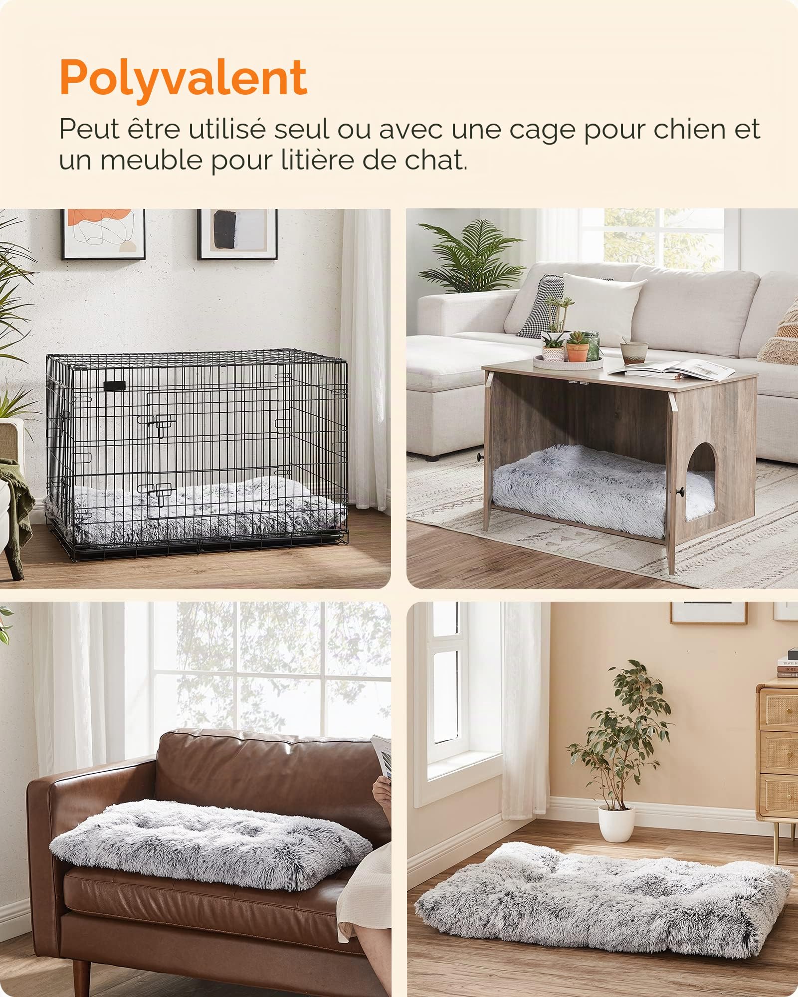 Feandrea Panier pour Chien, Canapé, Lit pour Animaux, 122 x 74 cm, Rembourrage Moelleux, Lavable, Coussin pour Chien, Gris Ombré PGW204G01