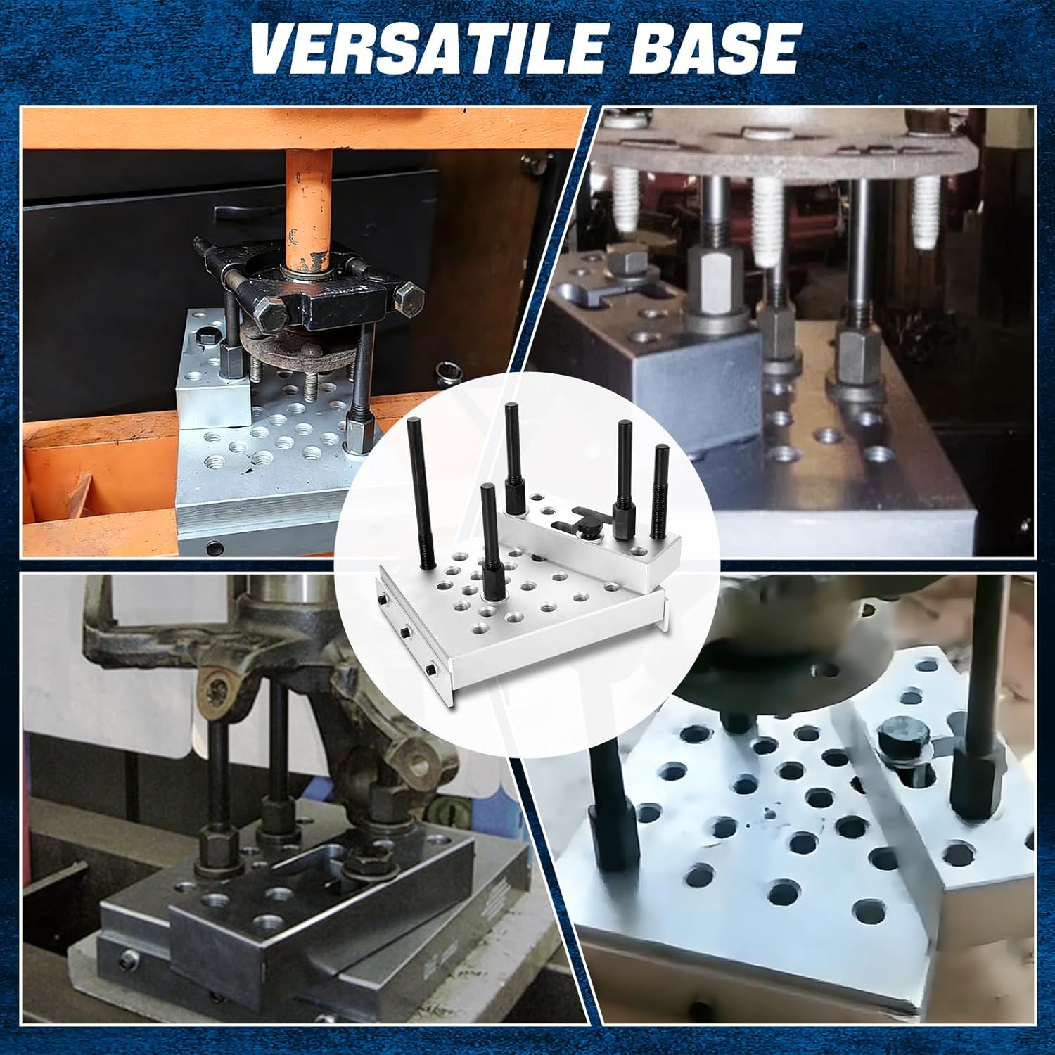 DASBET Universal Drill Press Support Block Plate Tool Set | 30 Ton Bearing and Bushing Repair Removal Installation for Workshop Press Applications