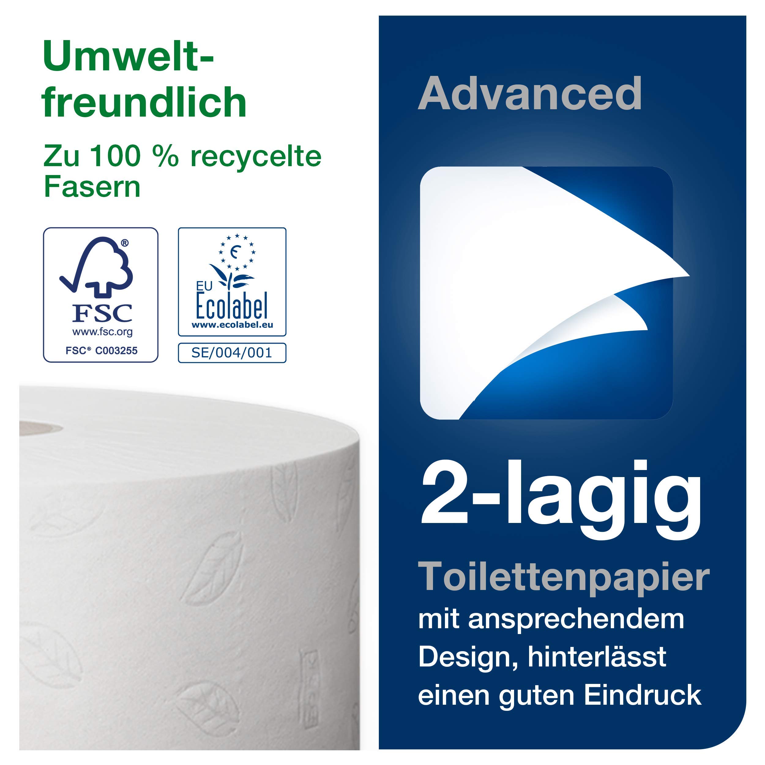 Tork Jumbo Toilettenpapier Weiß T1, Advanced, 2‑lagig, 6 × 380 m, 472118