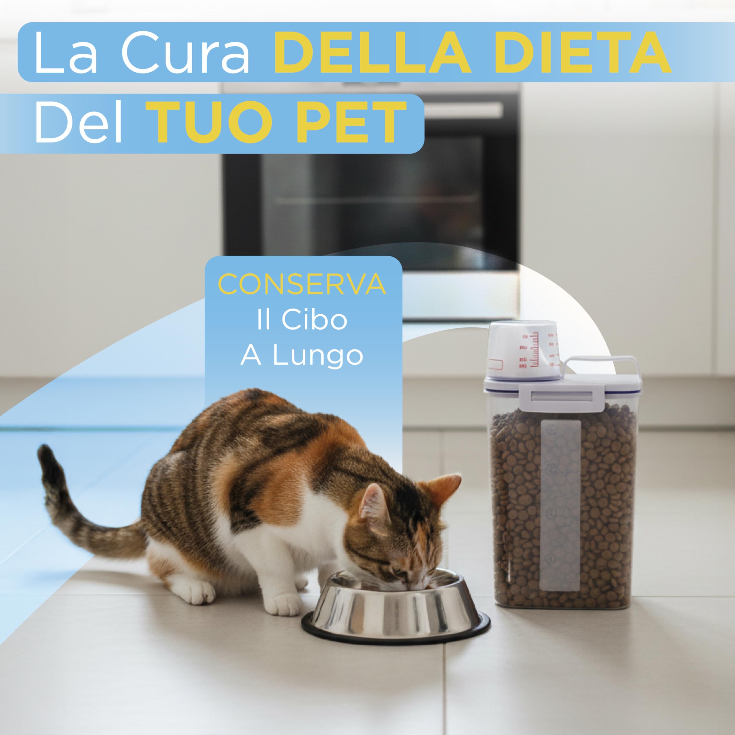 Generico Contenitore Crocchette Gatto e Cane – Porta Crocchette Ermetico con Coperchio e Bicchiere Dosatore