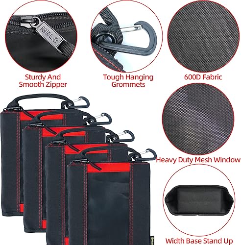 Miniatura 9 de MELOTOUGH Bolsa de herramientas de lona pequeña con cremallera, bolsa de herramientas con ventana de malla y clip de mosquetón (4, azul)