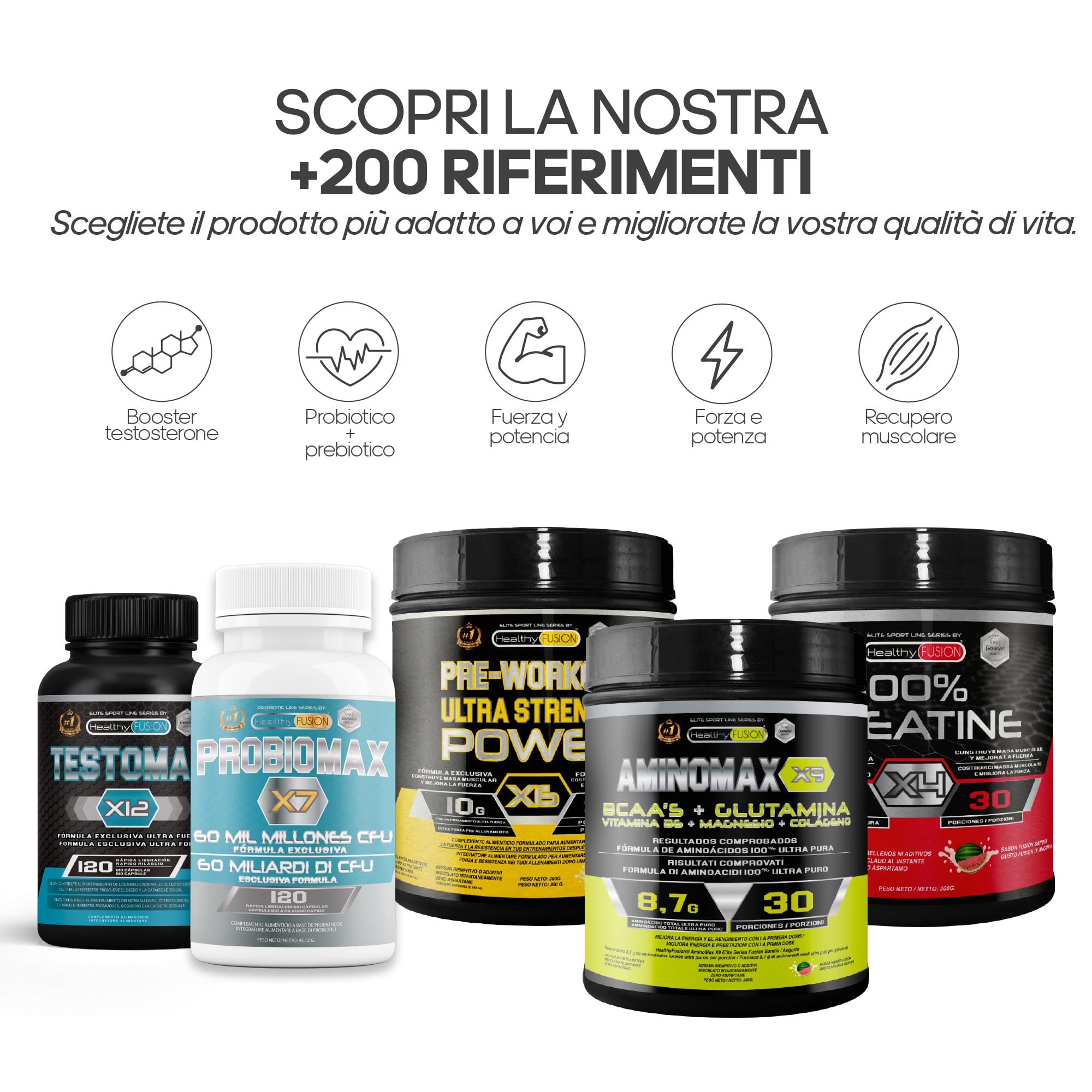 Healthy Fusion Booster Testosterone | Potenziante naturale del testosterone | Taurina + Maca andina, Ginseng | Energizzante 120 capsule