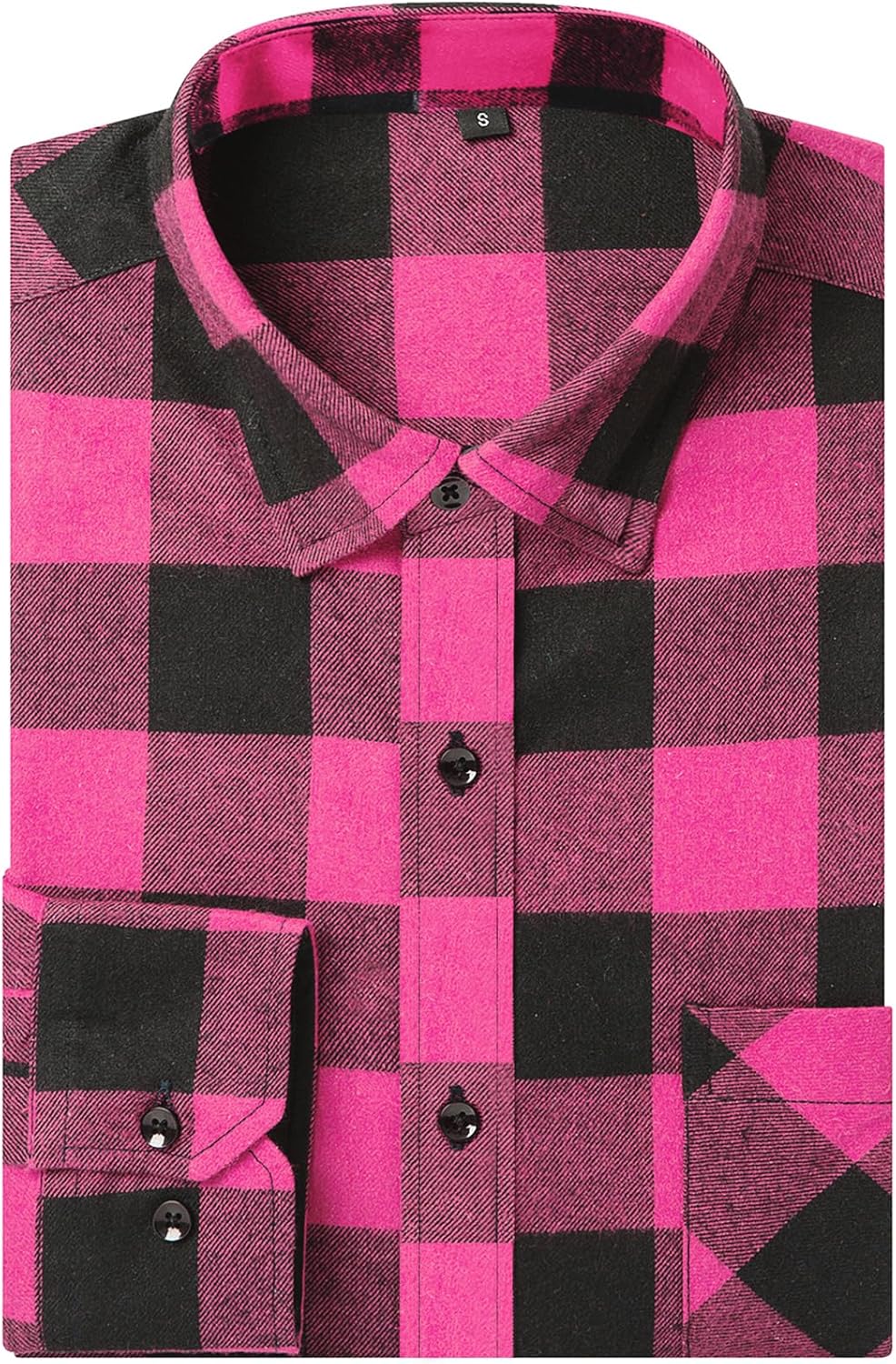 DOKKIA Men's Casual Dress Long Sleeve Buffalo Plaid Checkered Fitted Flannel Shirt