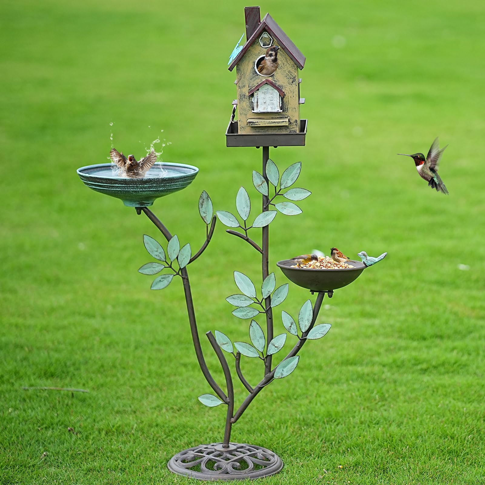 HLQMFHT 38 Cast Iron 3-in-1 Bird Bath