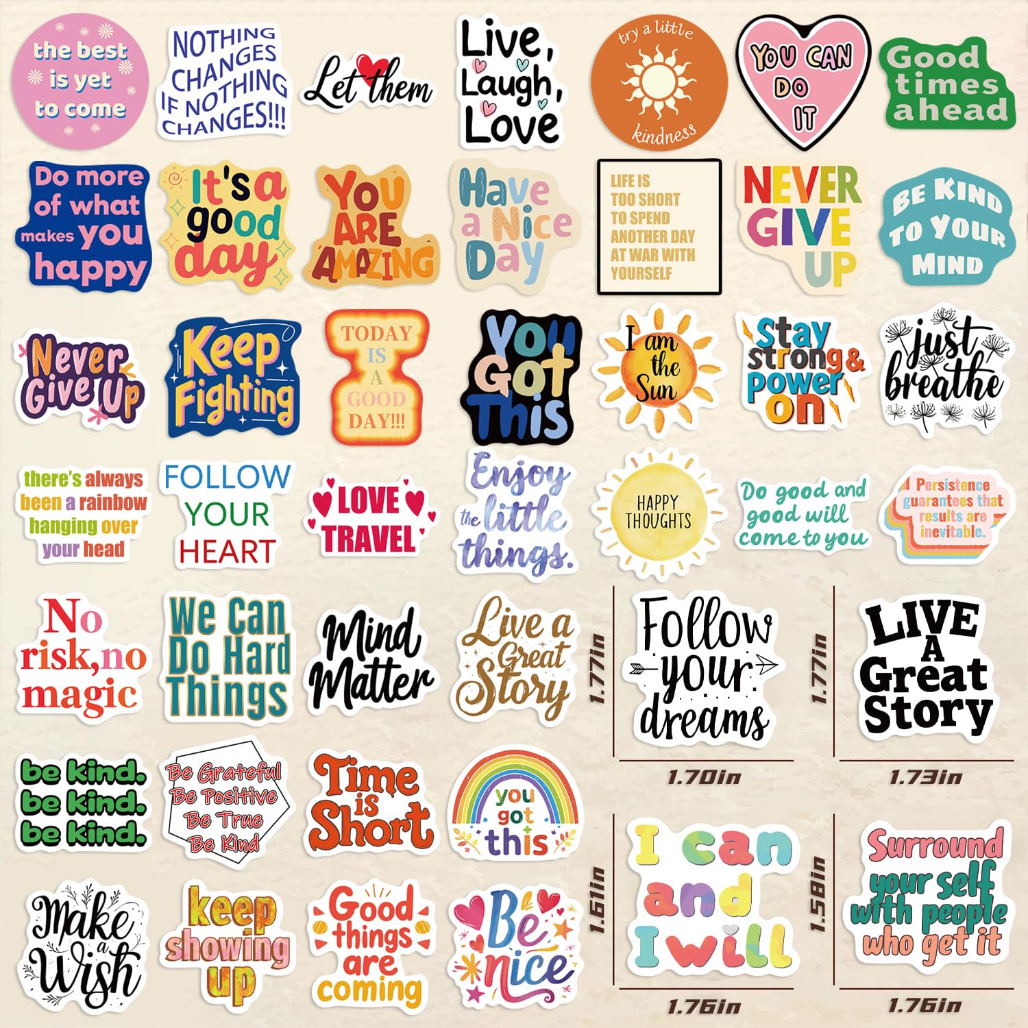 Motivationsaufkleber, inspirierende Wörter, Aufkleber für Teenager, Erwachsene, Studenten, Lehrer, Mitarbeiter, Vinyl, ermutigende positive Bestätigungsaufkleber für Wasserflaschen, Laptop, Aufkleber
