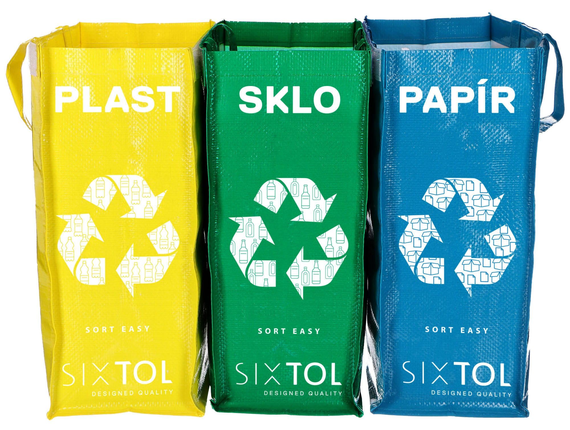 Ensemble de 3 sacs pour tri sélectif 3x22L Compact lavable SORT EASY 3 SLIM