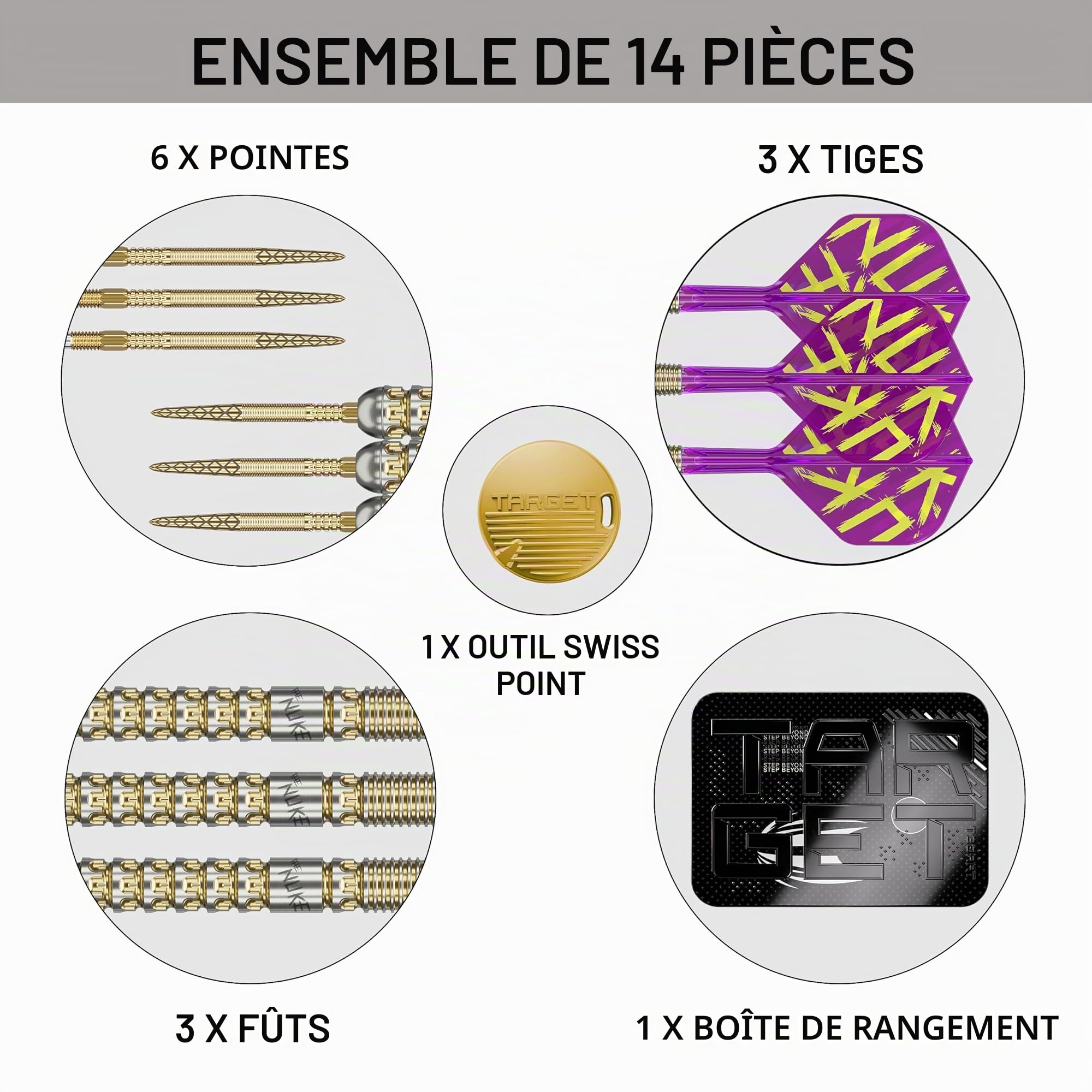 Target Darts Luke Littler Gen 1 Prodigy Fléchettes à Pointe en Acier Swiss Point, Fléchettes en Tungstène à 90%, 22G/23G/24G | Génération 1 Fléchettes à Pointe en Acier Dorées, Sets de Fléchettes