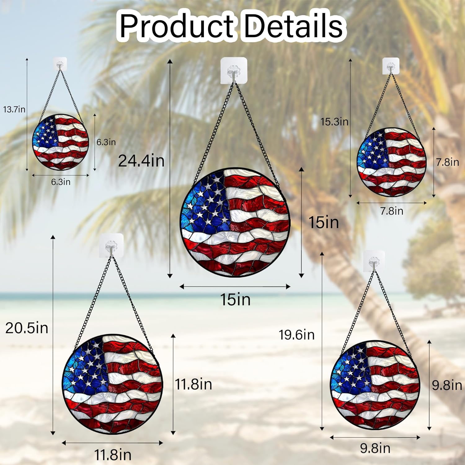 DASTOLL Stained Glass Window Hanging, Blue, White Red National Flag Pattern Sun Catchers Diamond Glass Panel Window Hangings Decor for Birthday Gifts for Women, Men, and Mom 7.8x7.8 in