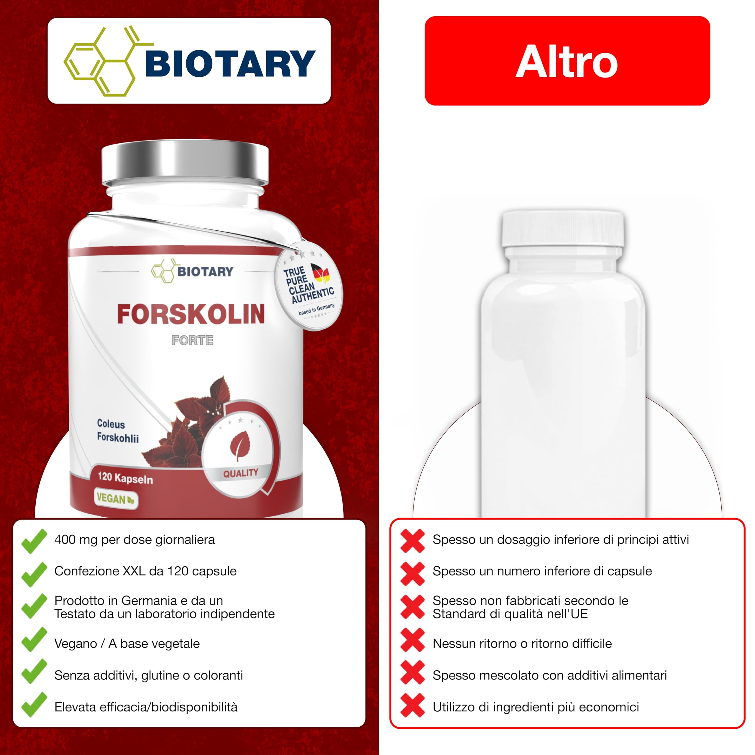 Estratto di Forskolin – 120 capsule – 4 mesi – scatola pillole inclusa – 2800 mg (equivalente a polvere di Forskohlii 35:1) – dosaggio elevato – vegano – testato da laboratorio – qualità premium