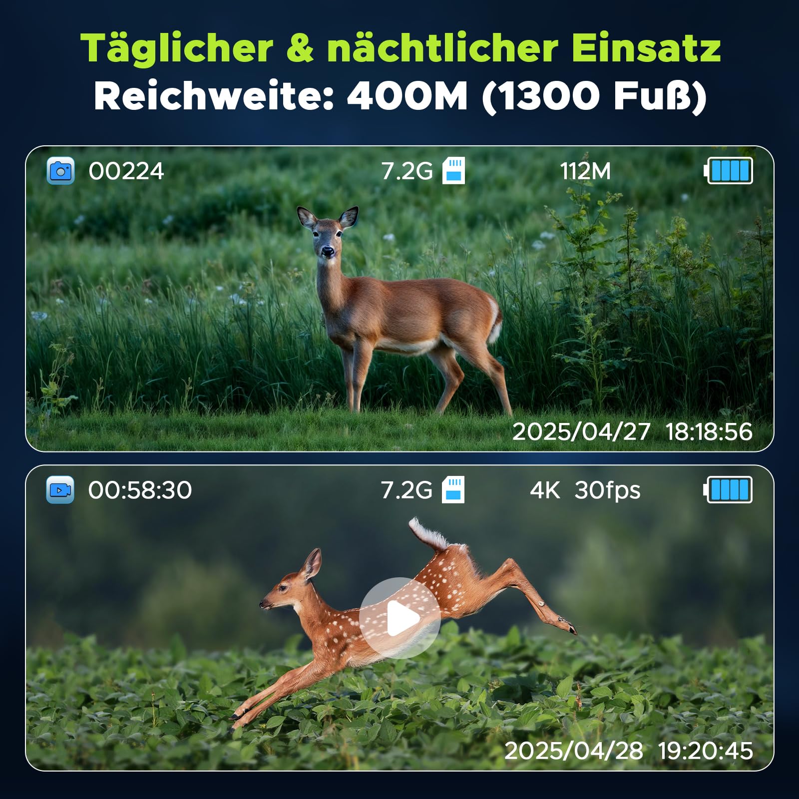 Nachtsichtgerät mit WLAN, 112MP 4K Digitales Infrarot Nachtsichtgerät 12X Zoom 450m Reichweite, 5000mAh Akku 16h Laufzeit, 32GB Speicherkarte, WLAN App Live-Ansicht für Jagd, Camping, Sicherheit