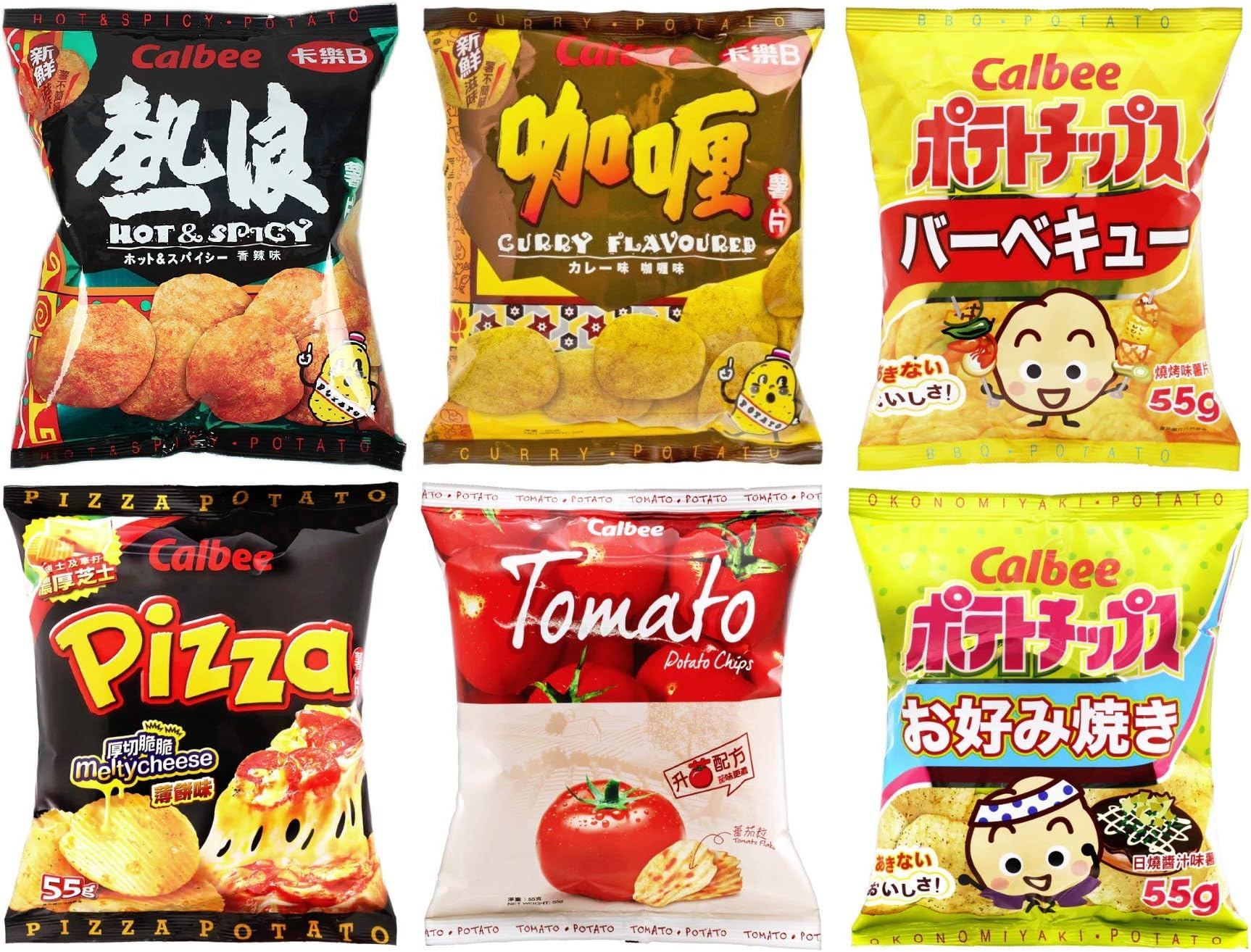Amazon.com: CALBEE Potato Chips 55g x 6 Flavoured : Grocery & Gourmet Food
