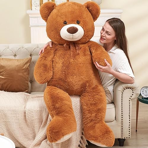 Oso de peluche grande de 51 pulgadas, lindo animal de peluche gigante, juguete de peluche suave para novias y niños, para cumpleaños, Navidad, día