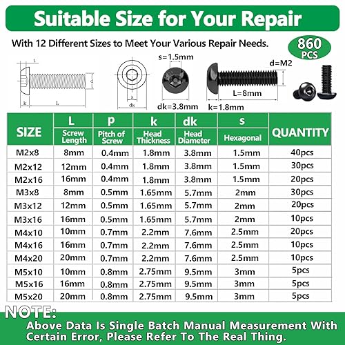 Miniatura 10 de Tuercas y pernos, de acero inoxidable 304, 1440 piezas, M2, M3, M4, M5, hexagonal, tornillos, arandelas de resorte, kit organizadores con 4 llaves