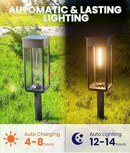 Miniatura 5 de Luces solares de camino para jardín exterior, paquete de 8 luces solares brillantes para exteriores, luces solares impermeables para patio, césped,