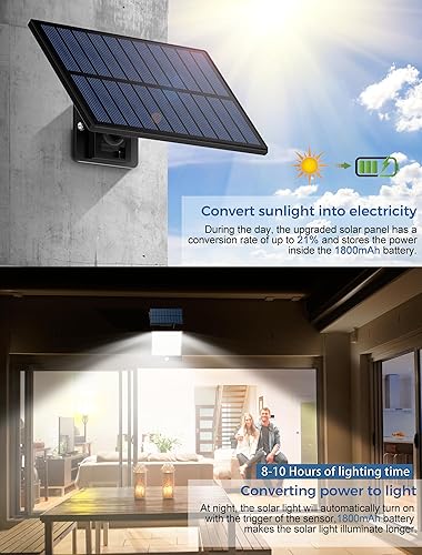 Miniatura 5 de Luces solares para exteriores, 105 luces LED solares con sensor de movimiento, IP65 impermeable, ilumina tu noche para puerta delantera, cobertizo,