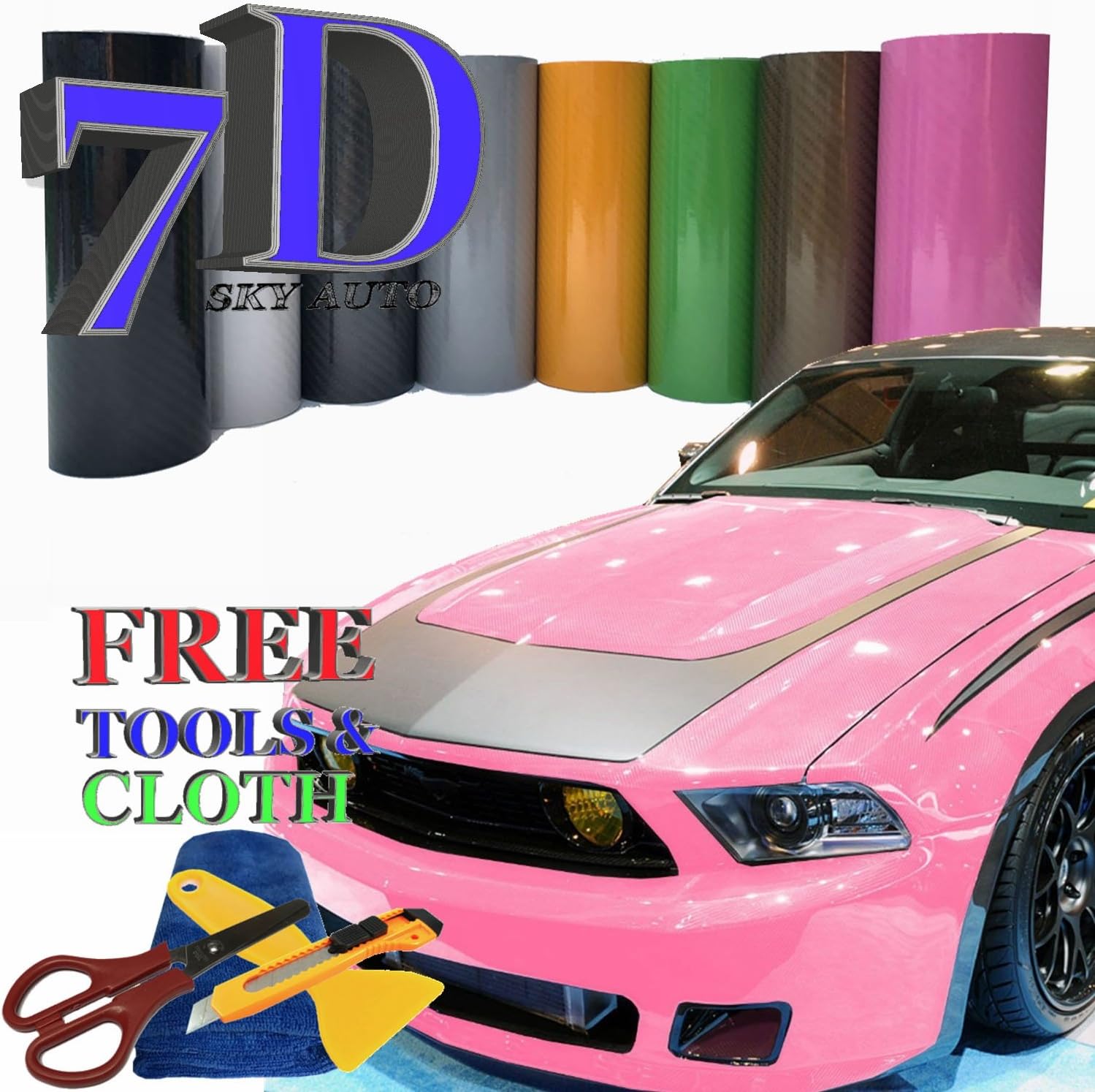 7D High GLOSSY Carbon Fiber Vinyl Wrap Sheet With Air Release (10ft x 5ft, White)