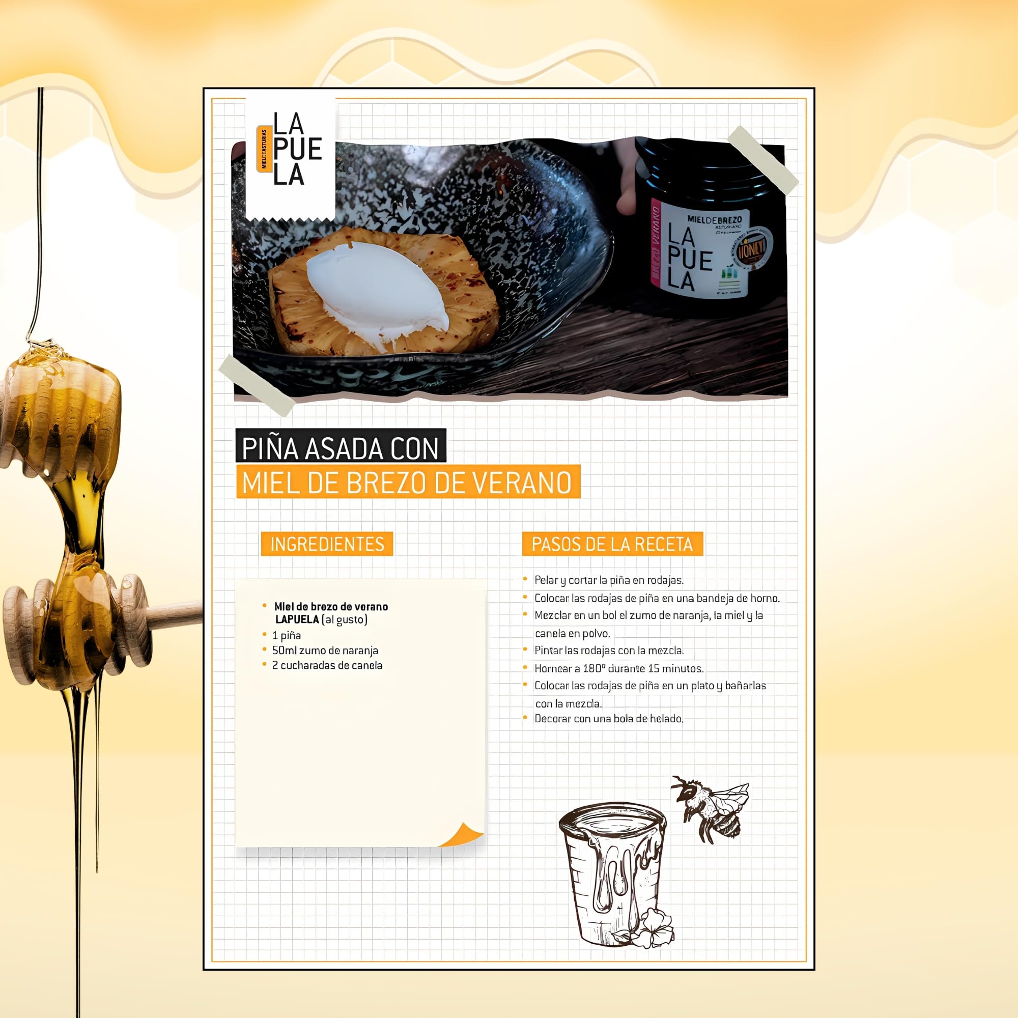 LAPUELA Miel de Brezo Verano 100% Natural Pura de Abeja Aroma Floral Intenso Sabor Dulce Equilibrado Producción Artesanal Asturias