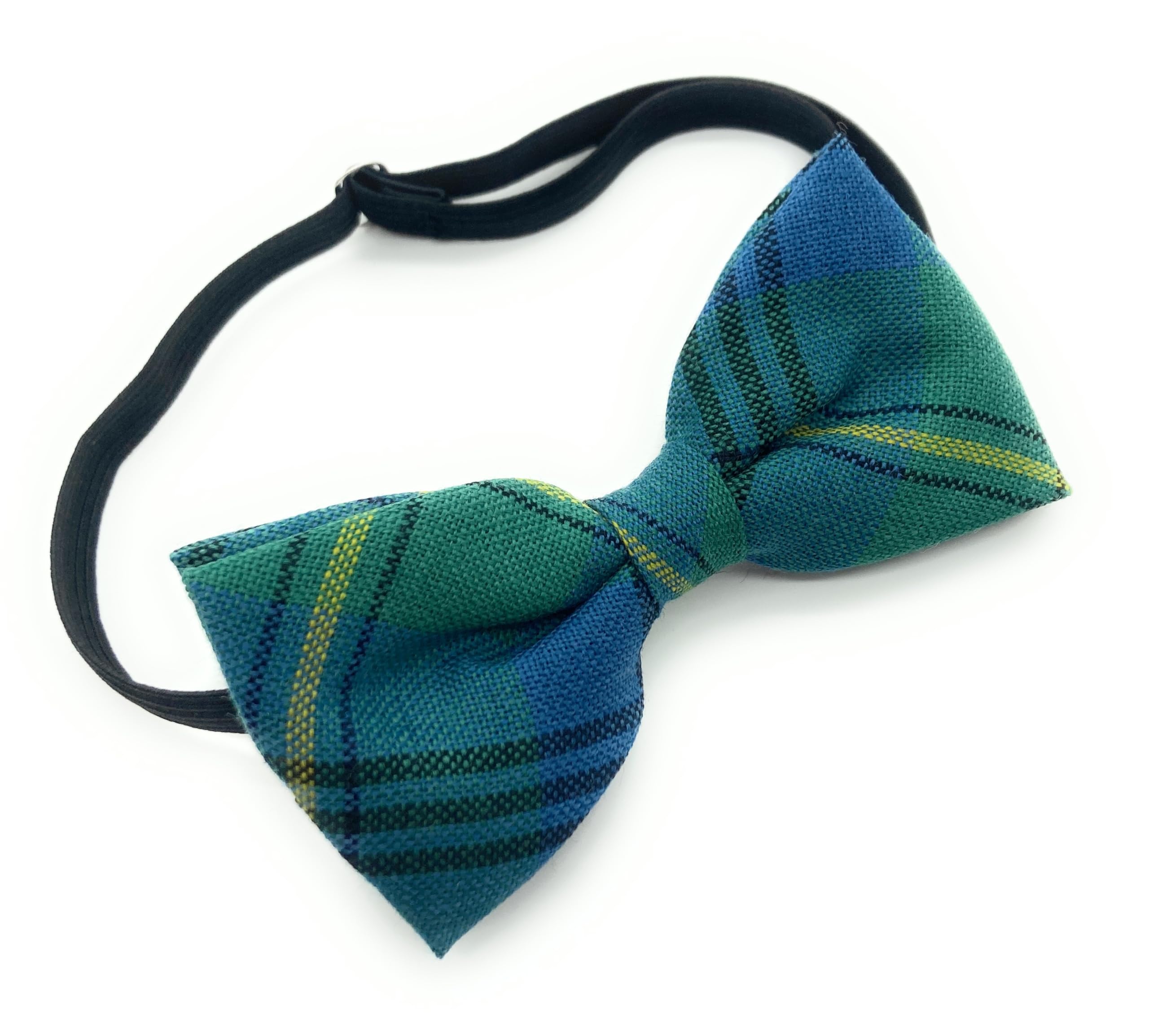 Highland Tweed Green Gents Pure Wool Johnston Ancient Tartan Bow Tie Made In Scotland