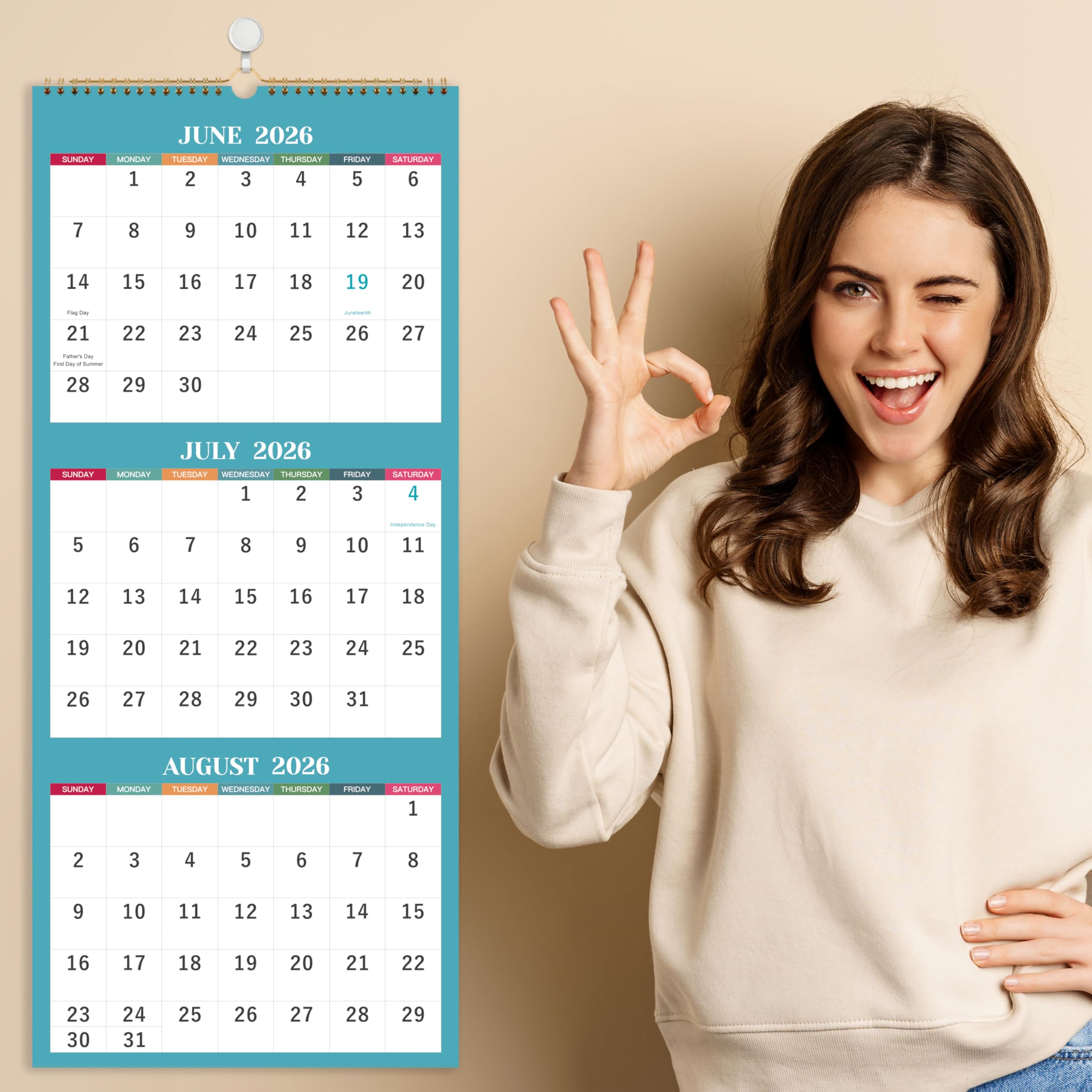 Amazon.com: 2026 Wall Calendar - 3 Month Wall Calendar 2026, Jan
