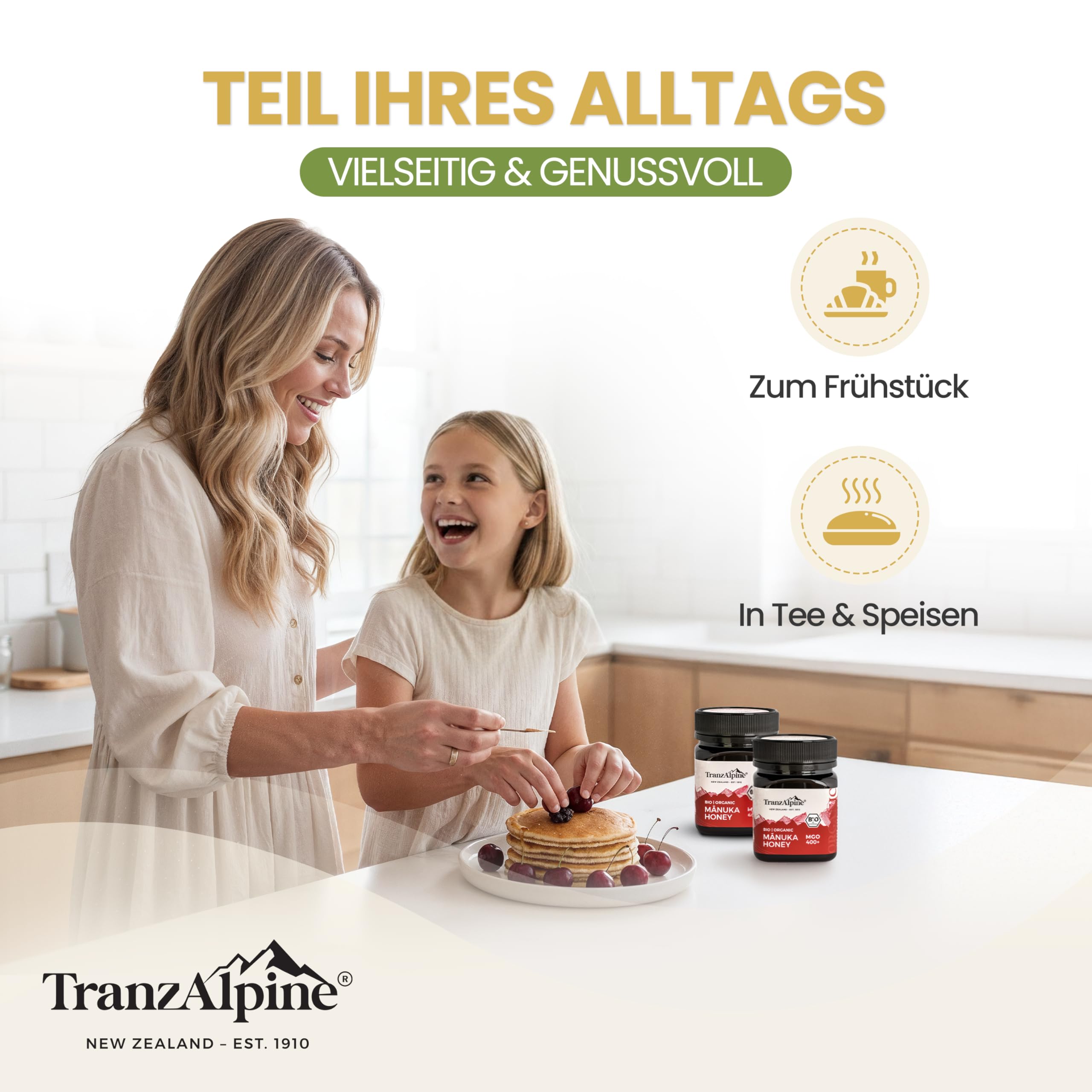 TranzAlpine Manuka Honig BIO-zertifiziert 250g - MGO 400+ | 100 % reiner Premiumhonig aus Neuseeland - Laborgeprüft & Original-Imkerabfüllung