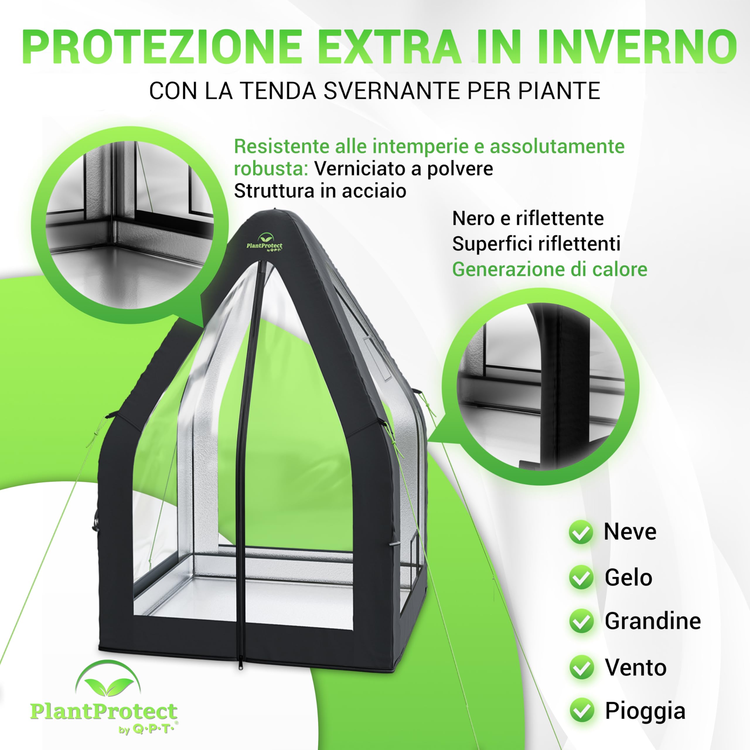 Q.P.T. Serra invernale per piante in vaso - materiale in PVC resistente per la protezione dal gelo, dal vento e dalla pioggia, facile montaggio