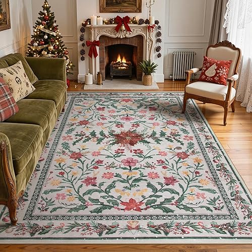 Miniatura 30 de Lahome - Alfombra redonda bóhema de color rosa claro de 4 pies, alfombras pequeñas circulares lavables para dormitorio de niños, alfombra circular