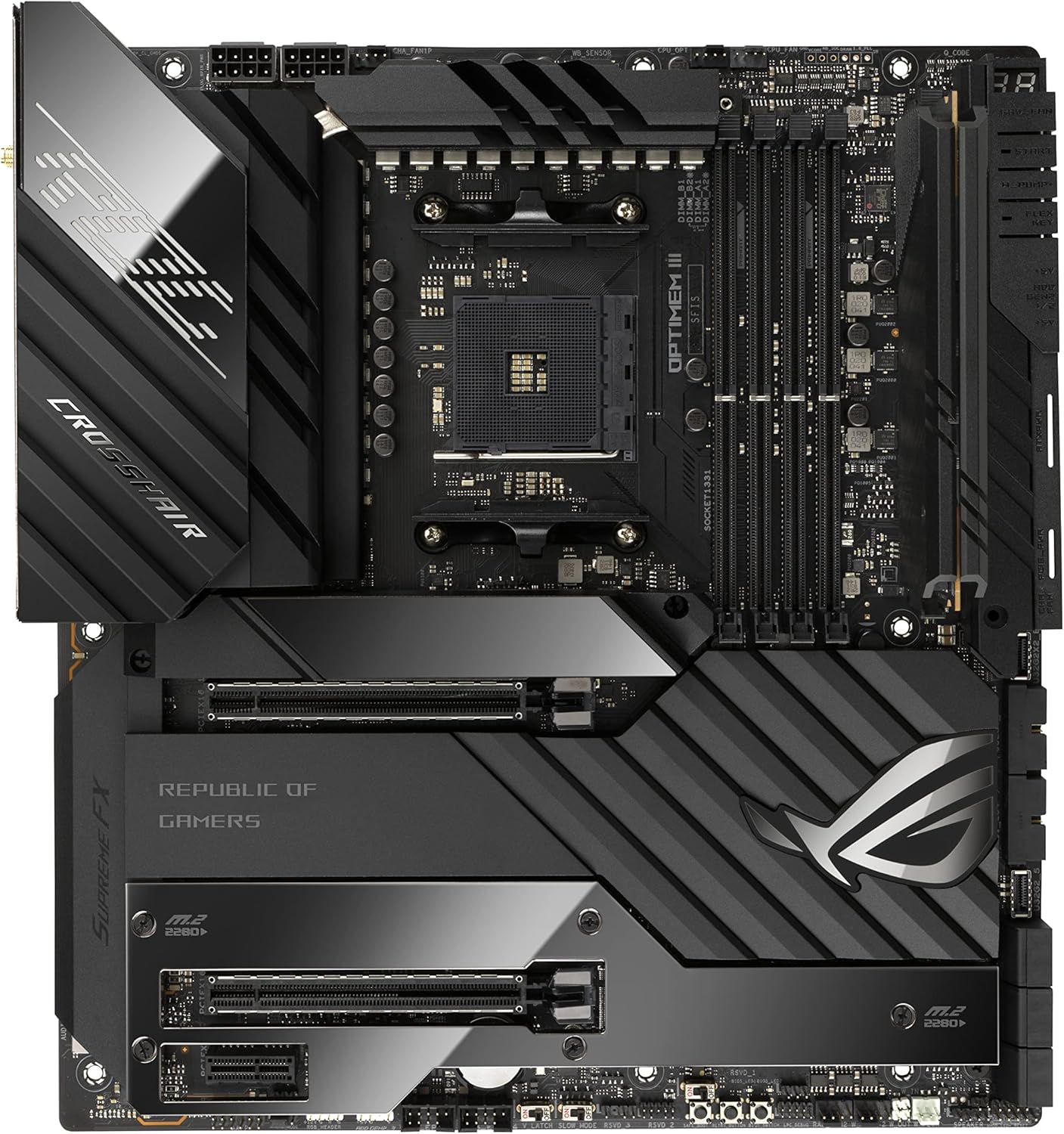 ASUS ROG CROSSHAIR VIII EXTREME, Scheda madre gaming AMD X570 EATX, 5xM.2, USB 3.2 Gen 2x2 xPD3.0 60W, 2x TB 4, Intel 2.5 Gb, PCIe 4.0, WiFi 6E, Aura Sync RGB