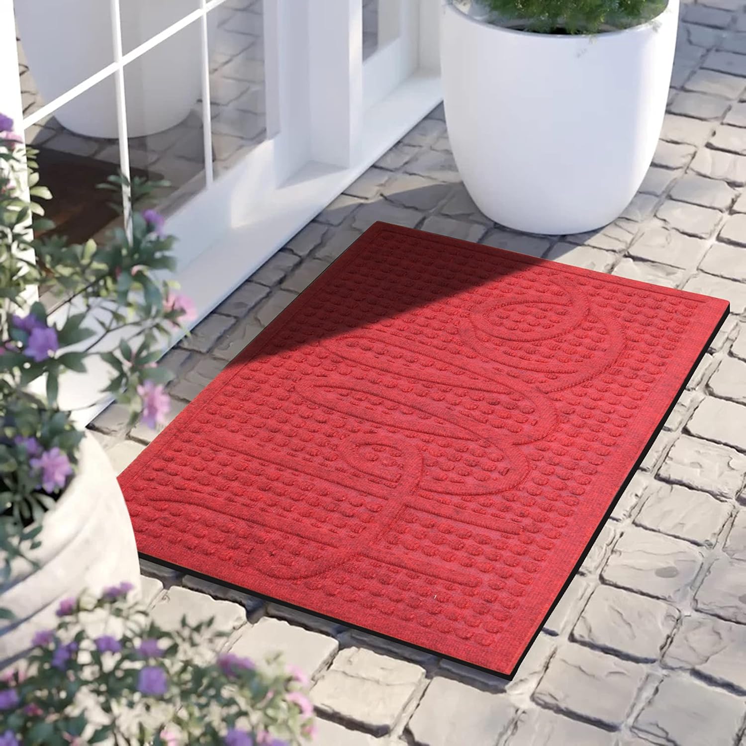 A1 Home Collections A1HC Durable All Weather Absorbent Doormat, Dries Quickly, Absorbs Up to 2 Cups of Water, Stain and Fade Resistant, Captures Dirt, Indoor and Outdoor Mats, Boot Scraper, 24x 36