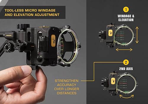 Miniatura 4 de Trophy Ridge React H5 - Mira de proa, mira de 5 pines, herramienta menos ajuste de viento y elevación, nivelación de segundo eje, luz de clic