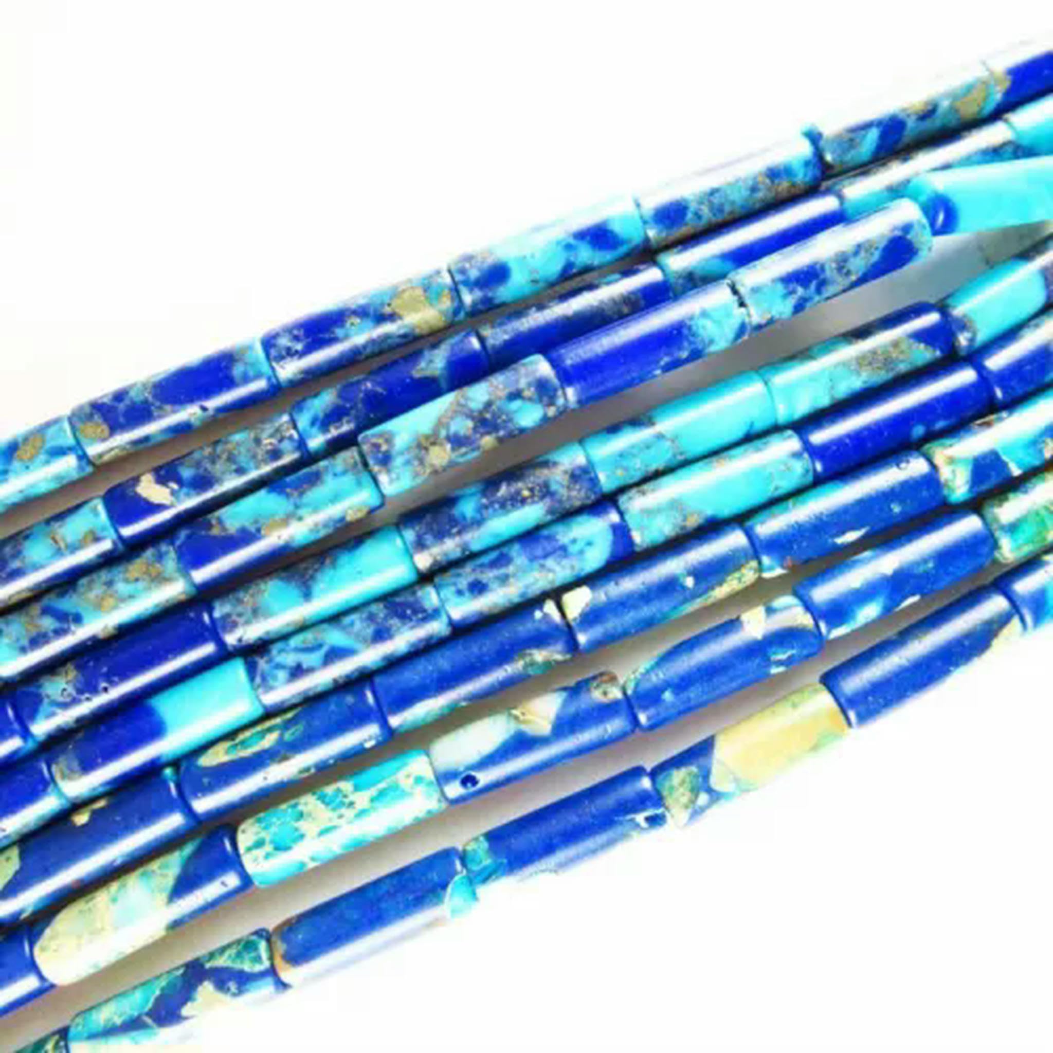 Künstliche Blaue Meeressediment-Jaspis-Pyrit-Säule, lose Perle, 15,5 Zoll, 13 x 4 mm