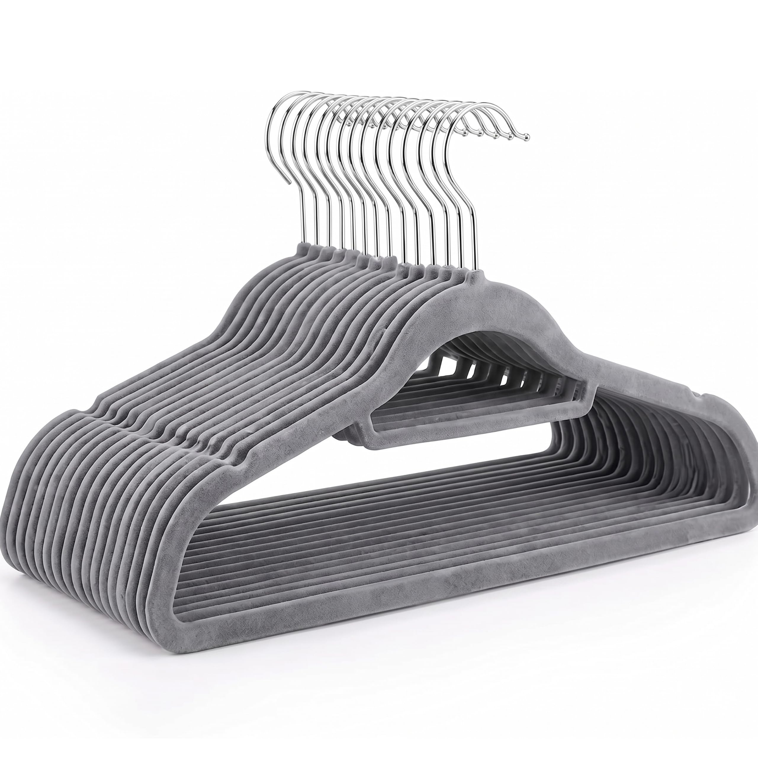 Housezy Coat Hangers, 20 Pack, Non-Slip Velvet Hangers for Clothes with Tie Bar & 360° Rotating Hook, Strong & Durable, Slim Space Saving Design for Coats, Shirts, Jackets & Trousers
