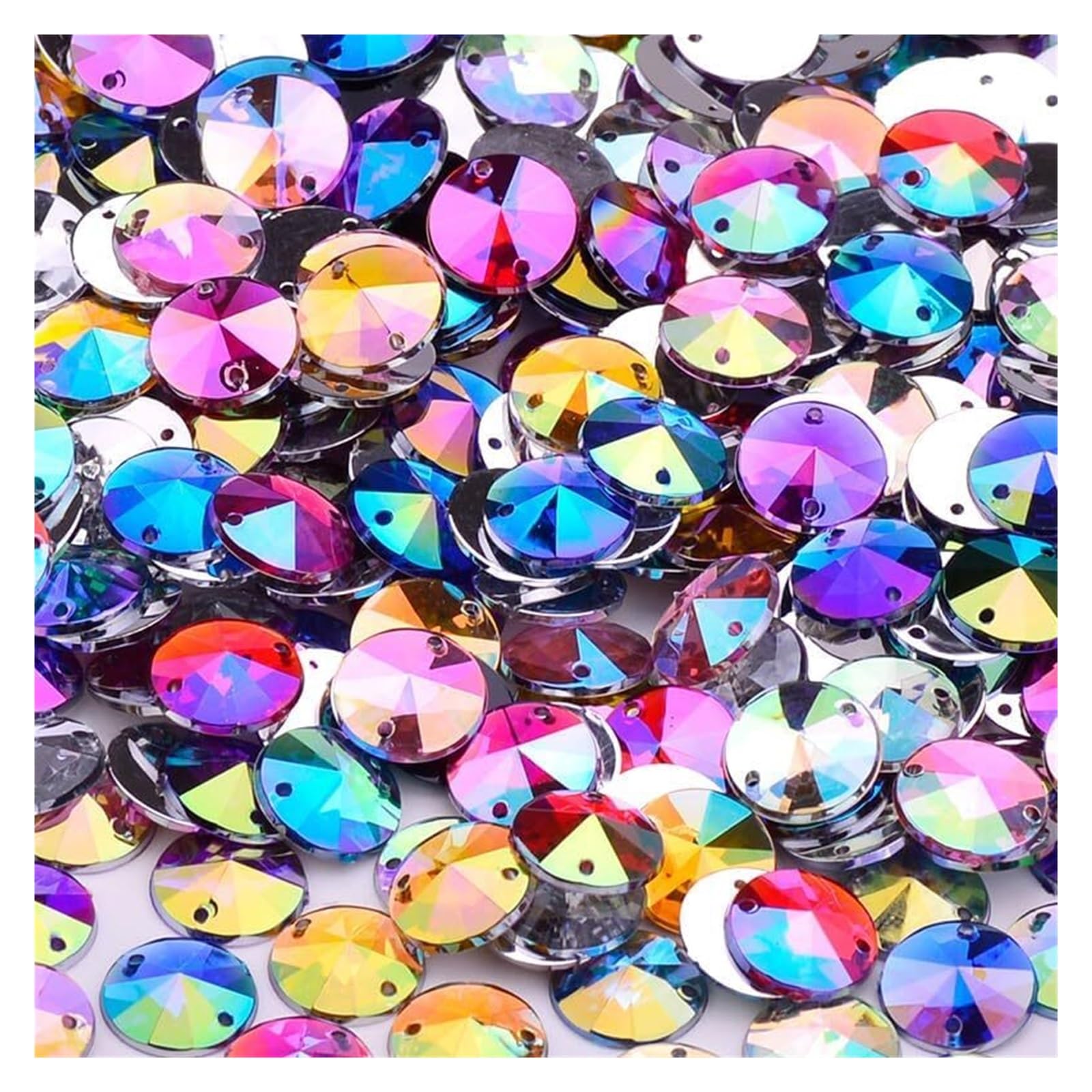 Strasssteine für Kleidung, 1000 Stück 10 mm mehrfarbige runde Acrylkristalle mit flacher Rückseite for Nähen(Pink AB)