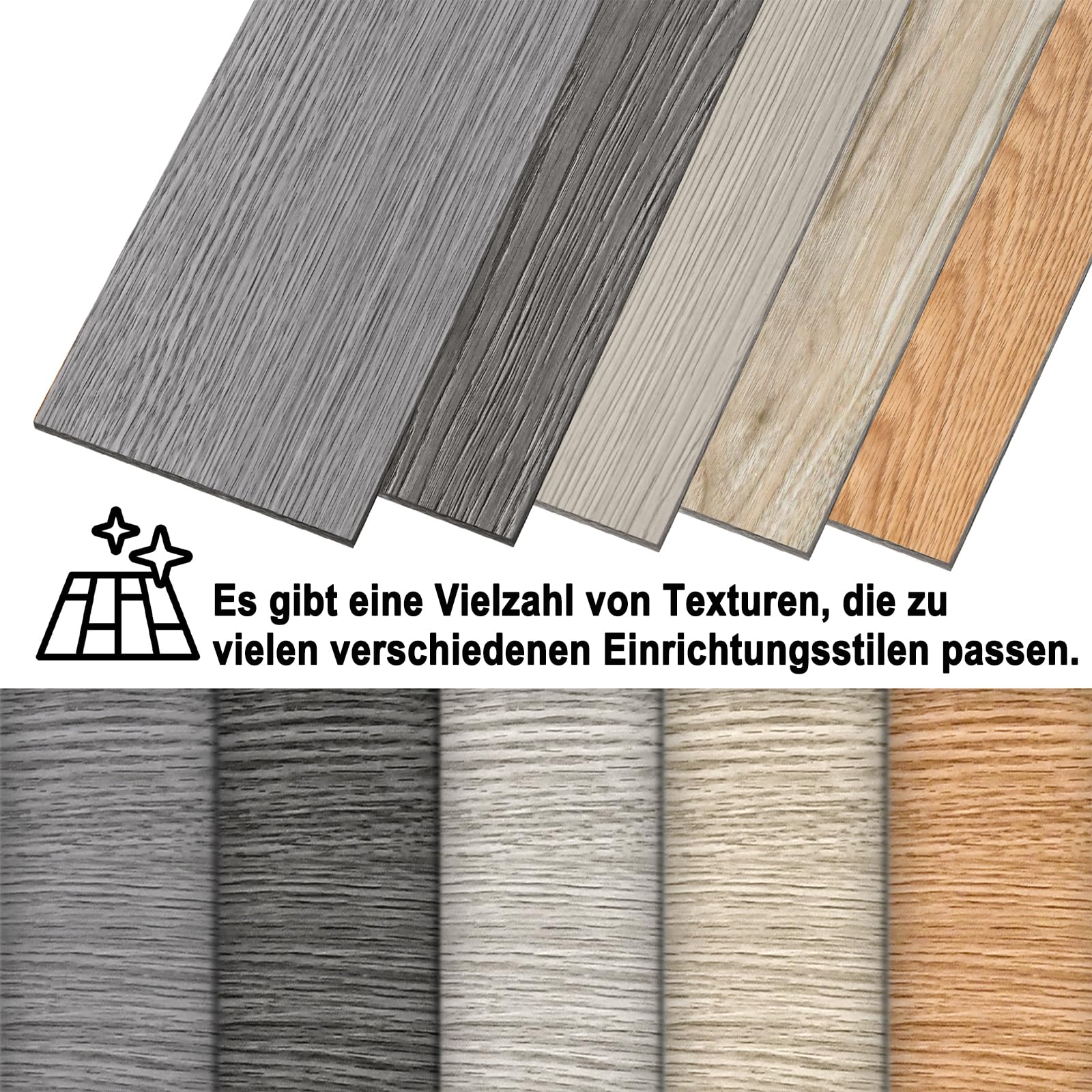 PVC Revestimiento de suelo de vinilo, laminado, antideslizante, resistente al agua, autoadhesivo, 2,51 m², 91,44 x 15,24 cm, espesor 2 mm (18 piezas, tipo B)