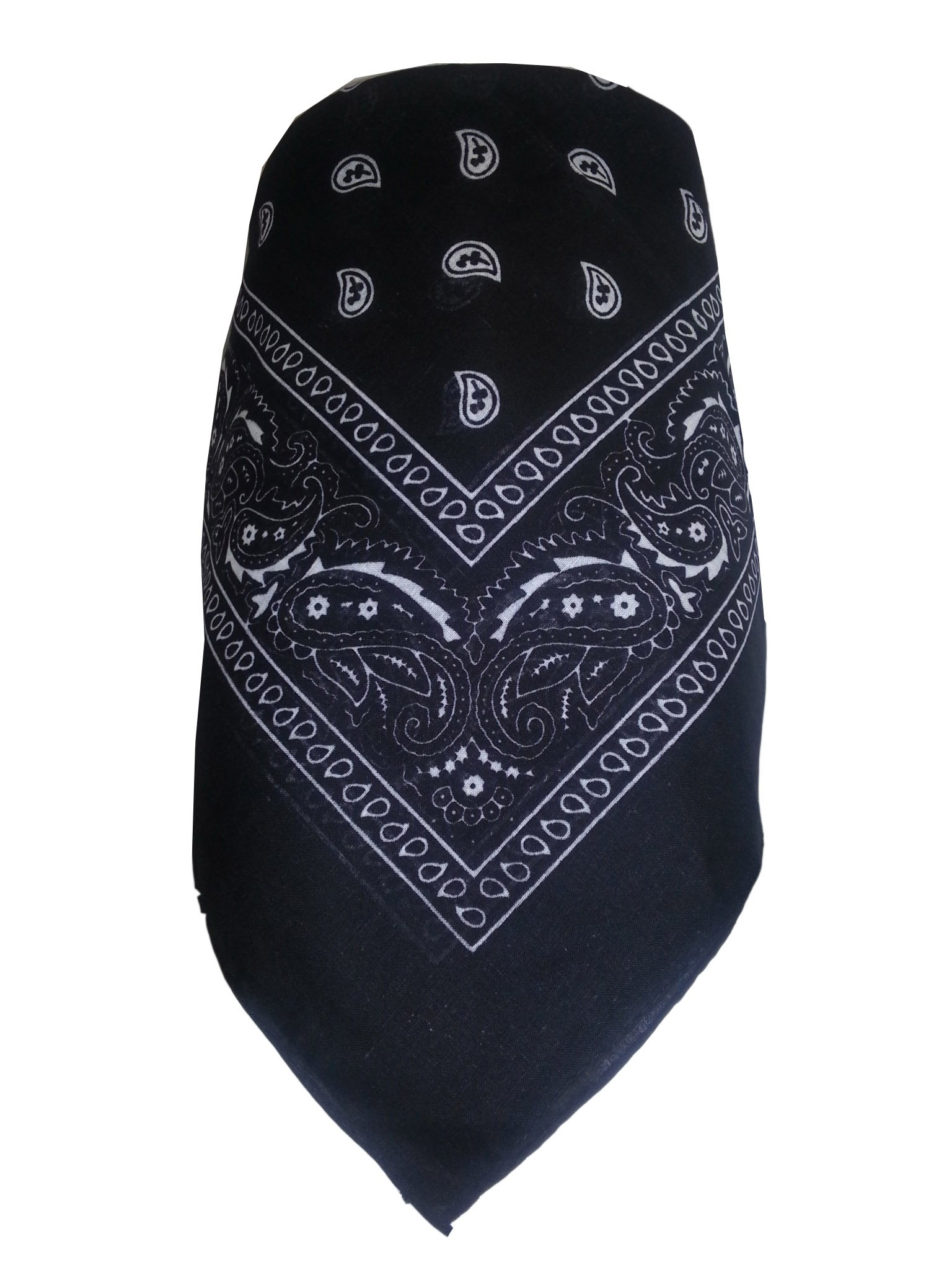 CRAZY LIZARD Bandana Paisley, Plain, Skull, Cannabis Leaf and more designs 55cm x 55cm 100% cotton (Black)