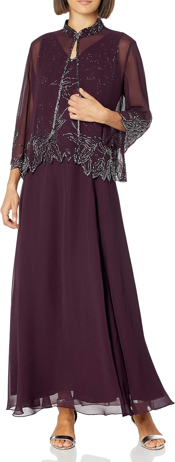 J Kara Women's Plus-Size Beaded Jacket Dress Plus