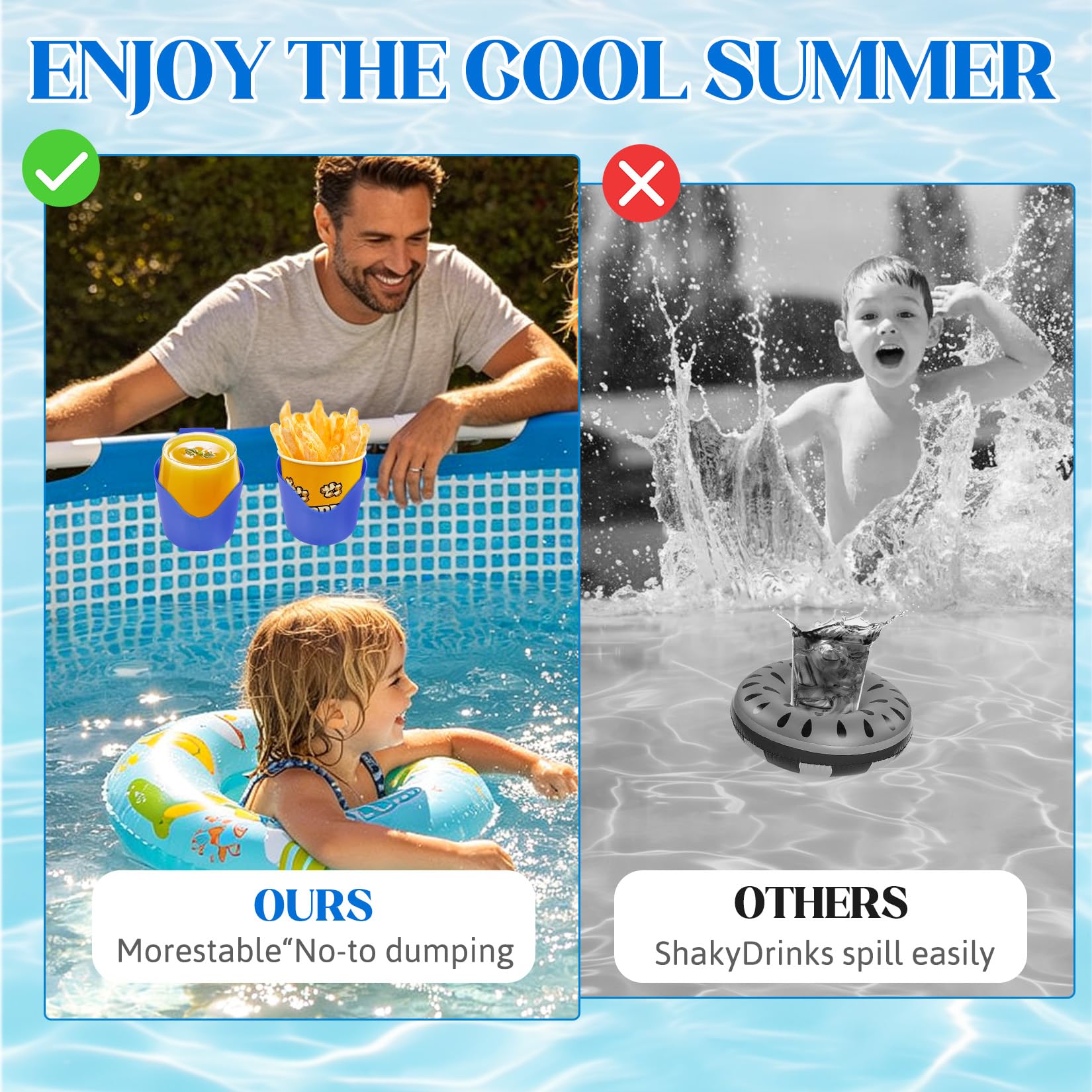 Juego de 6 portavasos para Piscina, de plástico, para Bebidas y Cerveza, Accesorios multifuncionales para Piscinas, Ideales para Bebidas y teléfonos móviles